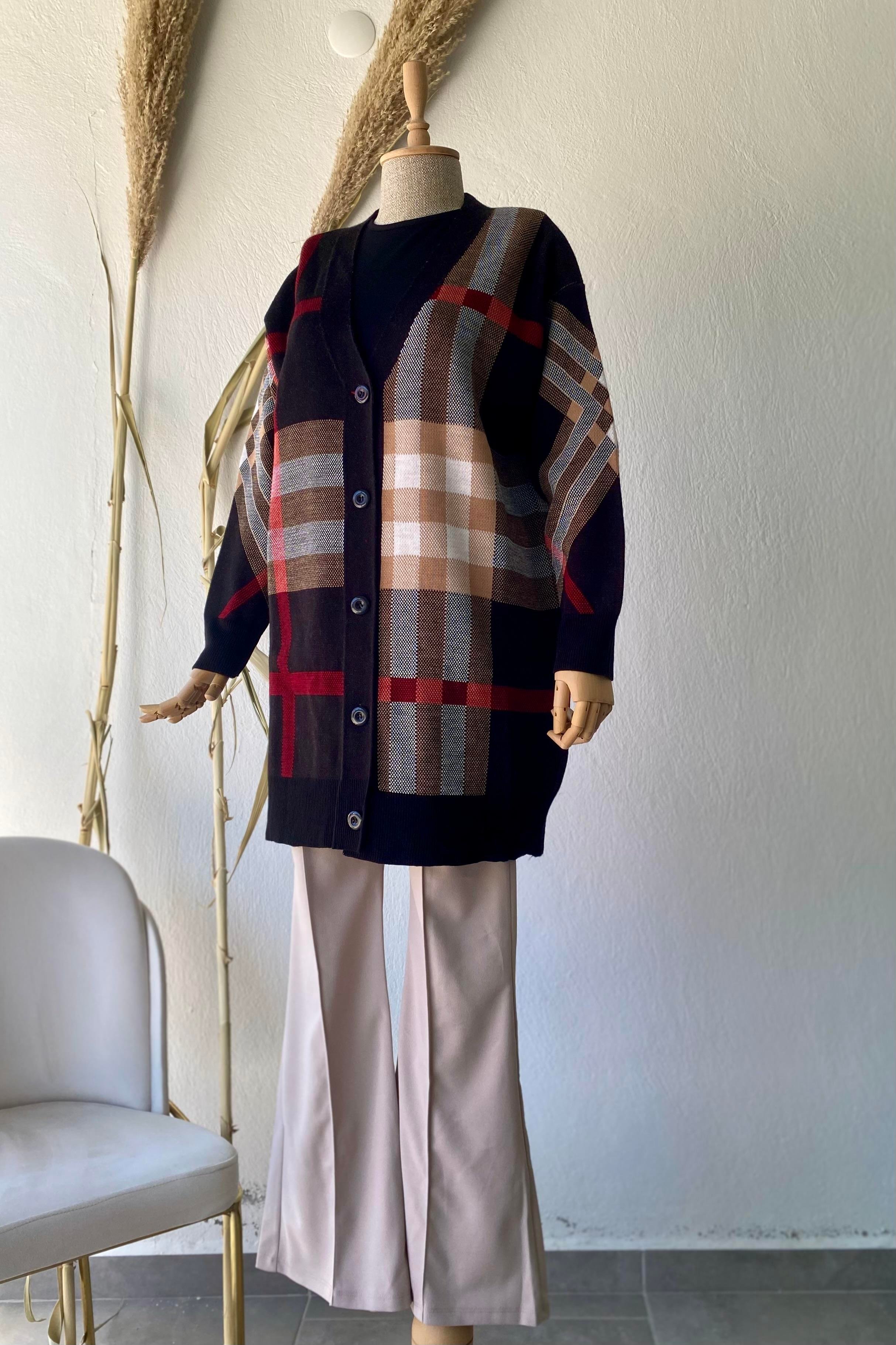 Ekose Desenli Hırka