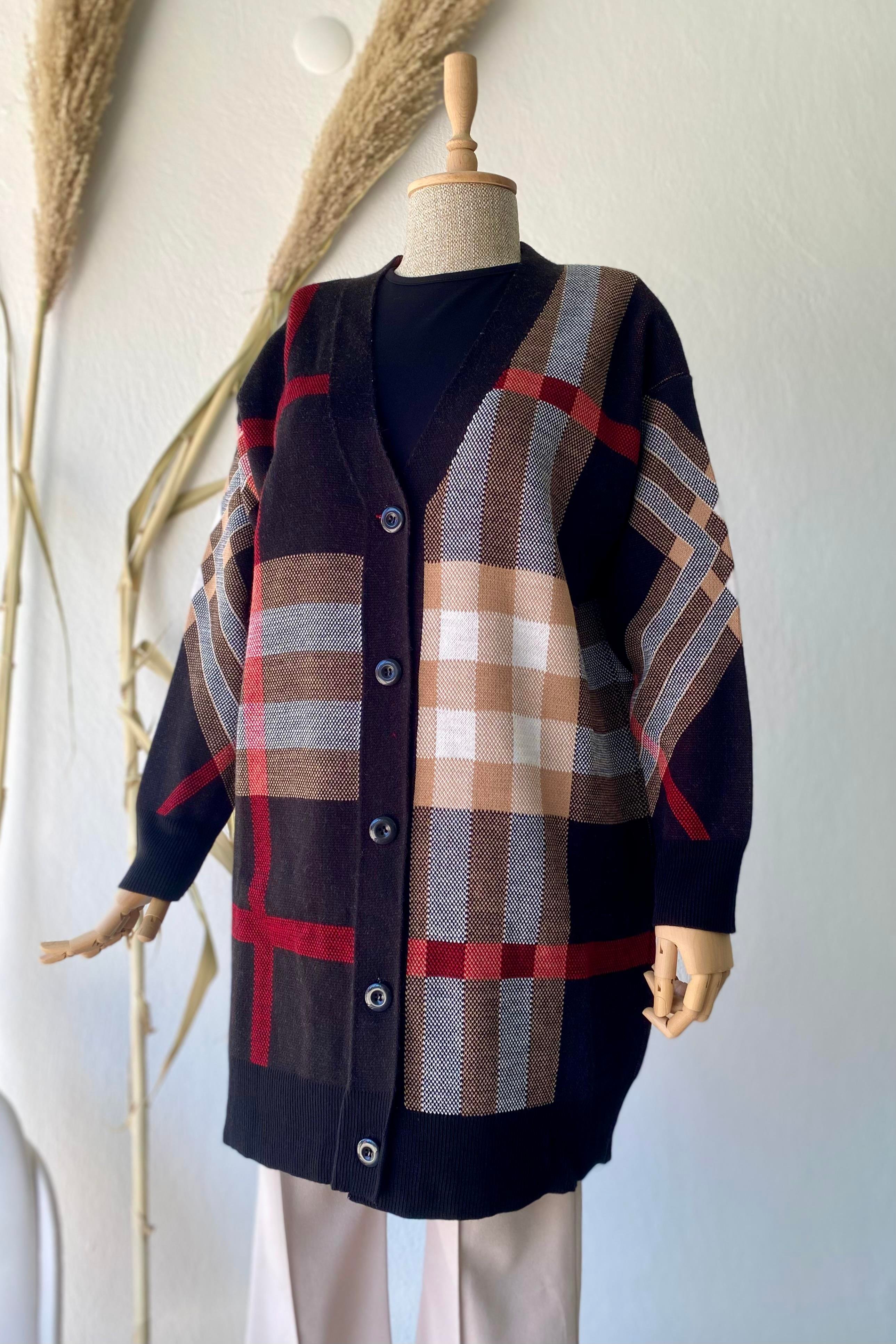 Ekose Desenli Hırka