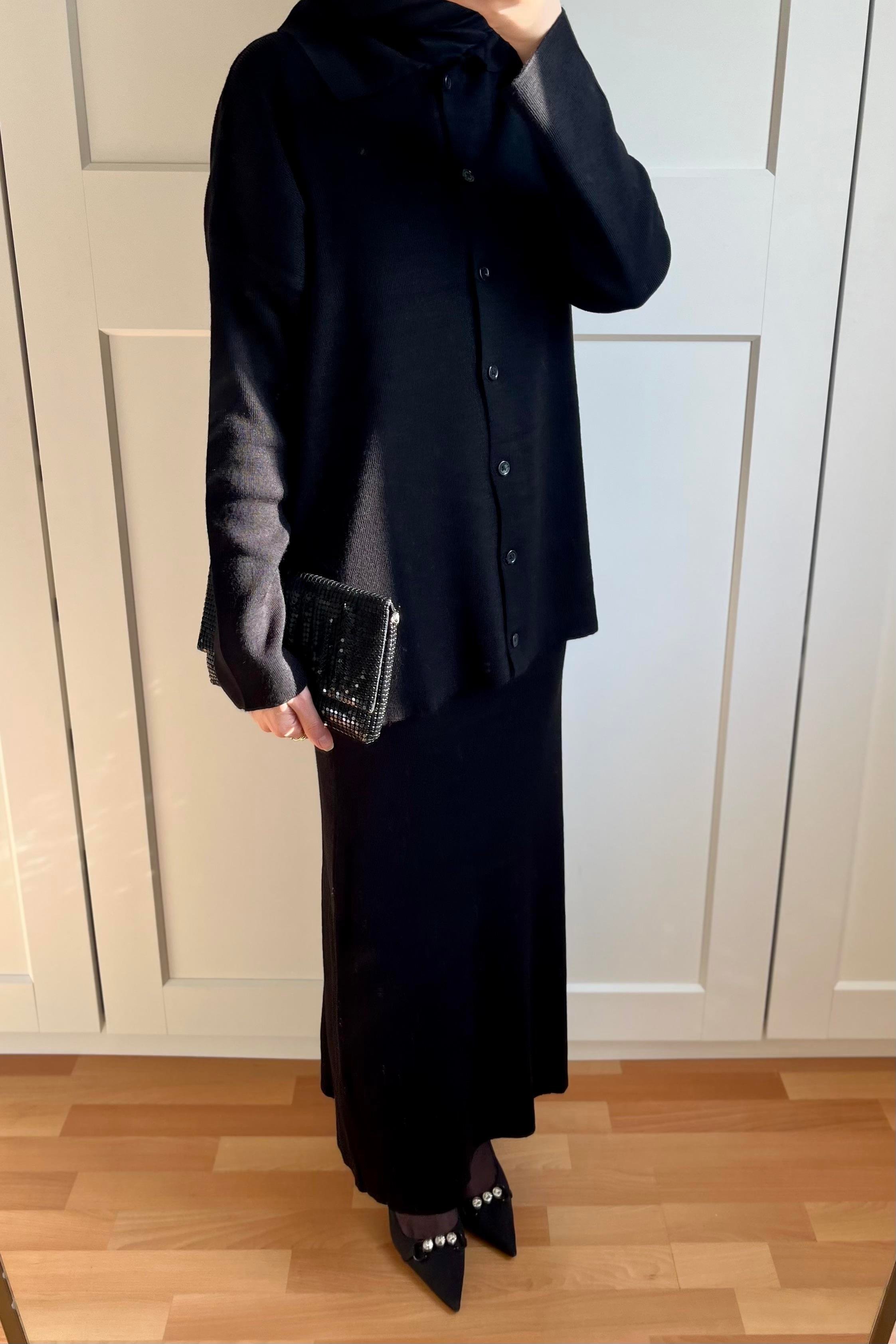 Etekli Triko Takım Siyah