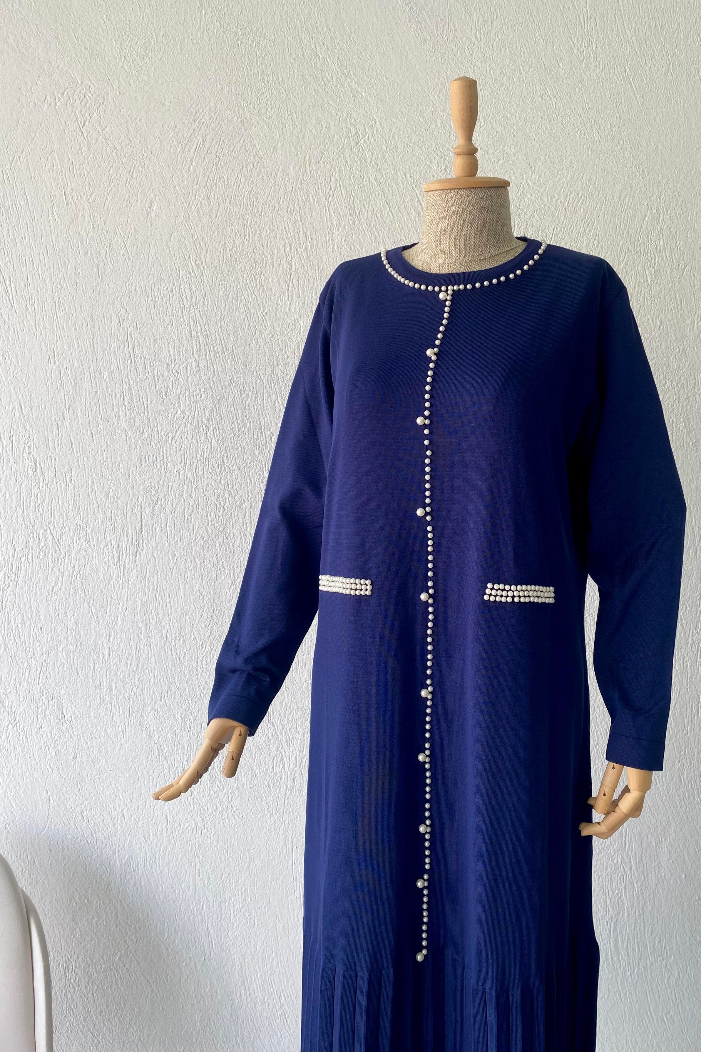 İnci Merserize Elbise Lacivert