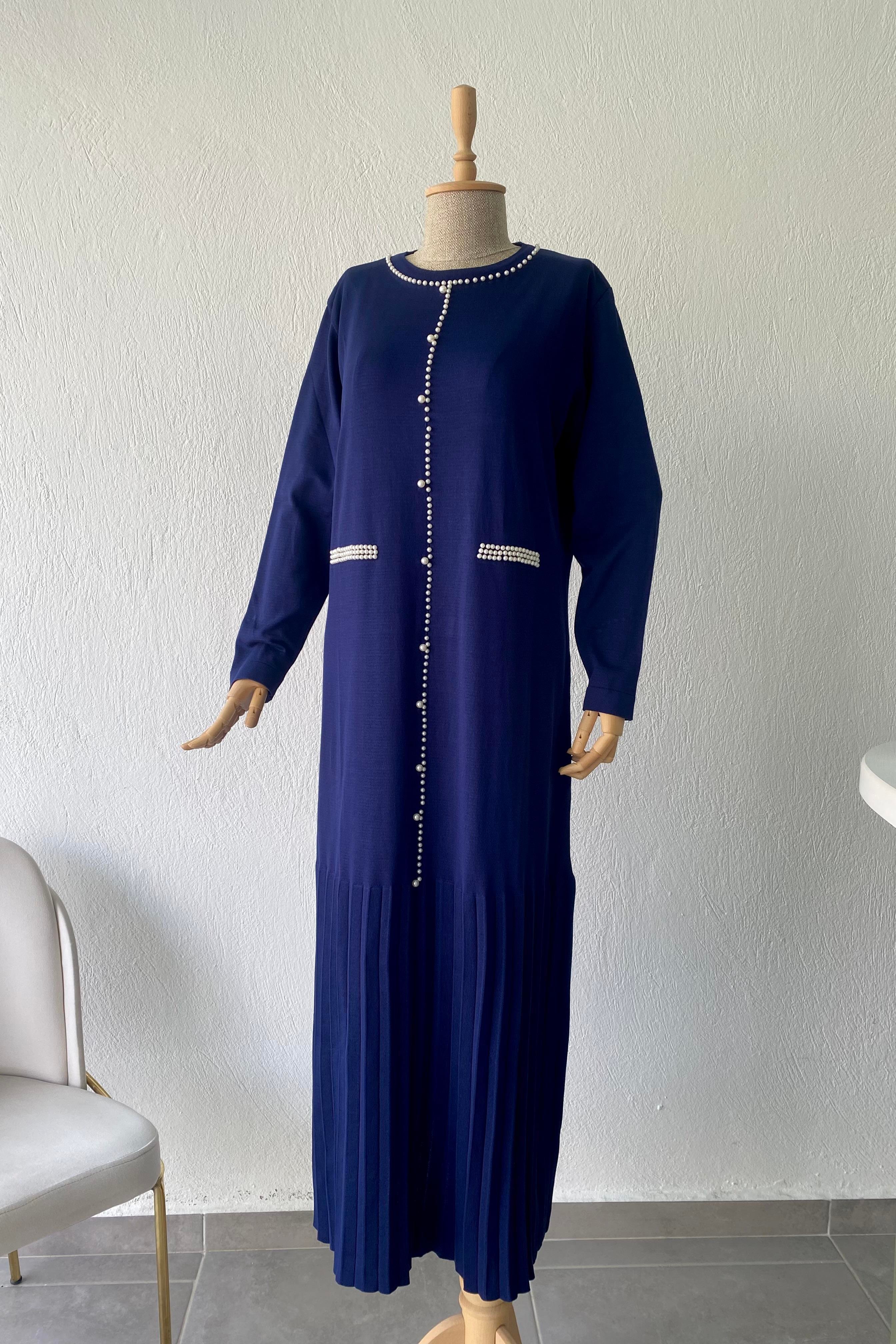 İnci Merserize Elbise Lacivert