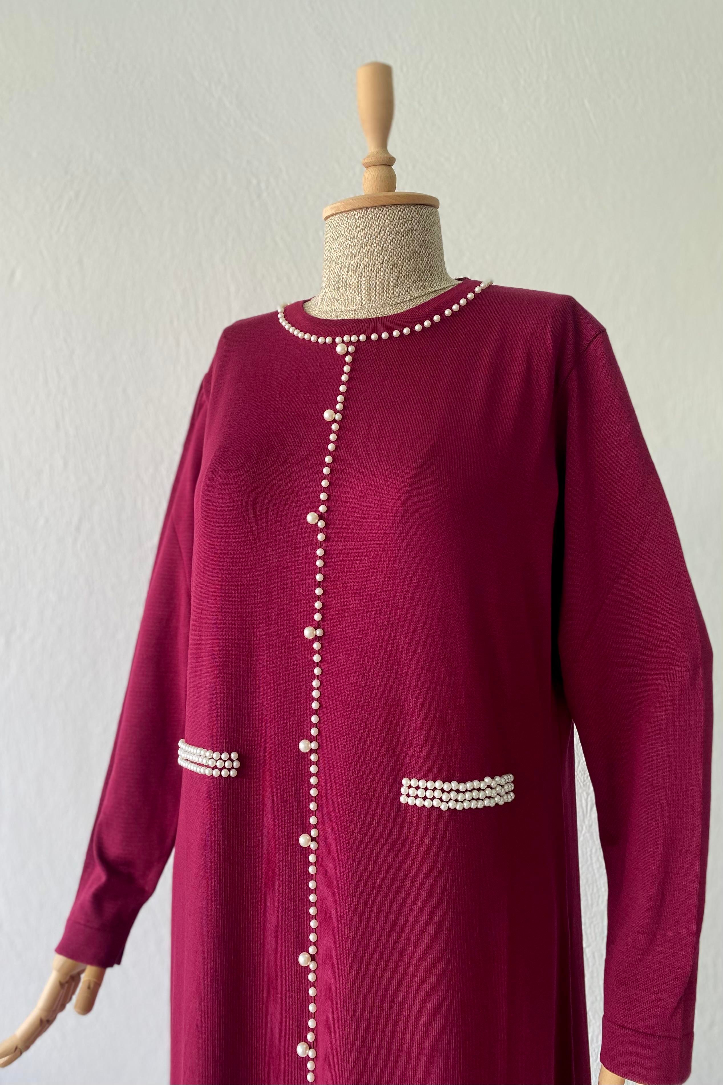 İnci Merserize Elbise Mürdüm