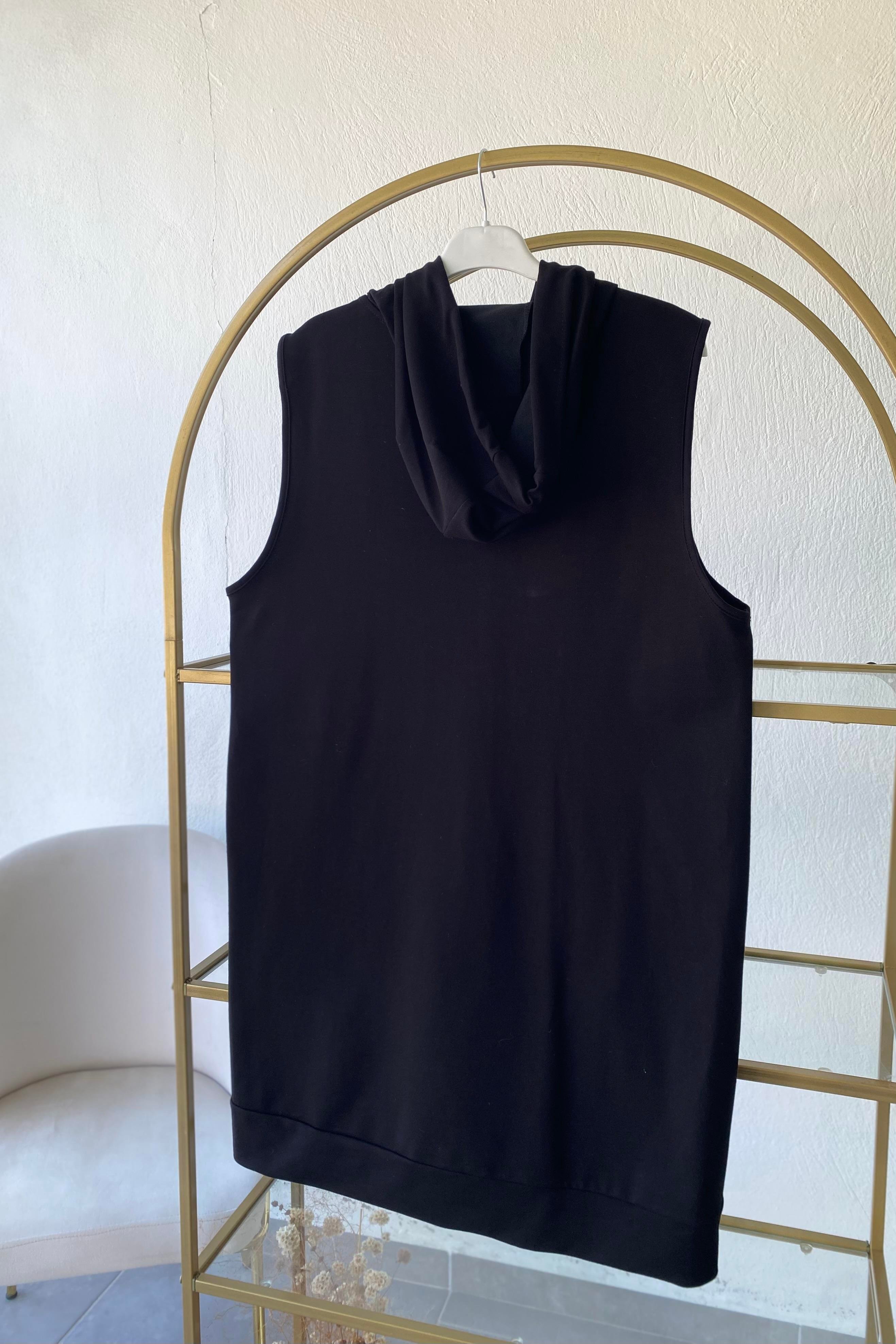 Kapüşonlu Şişme Yelek Siyah