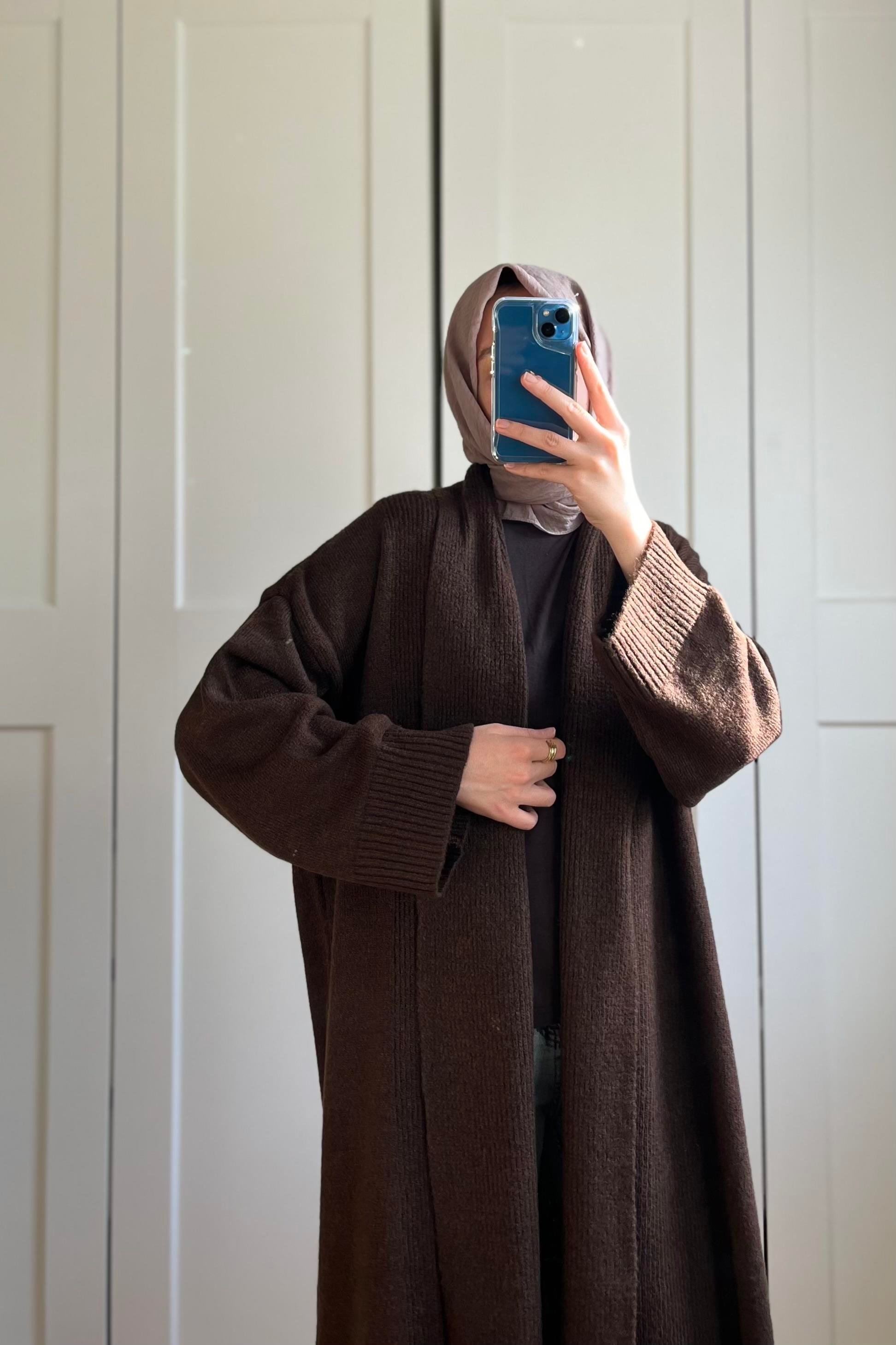 Maxi Şal Hırka Acı Kahve