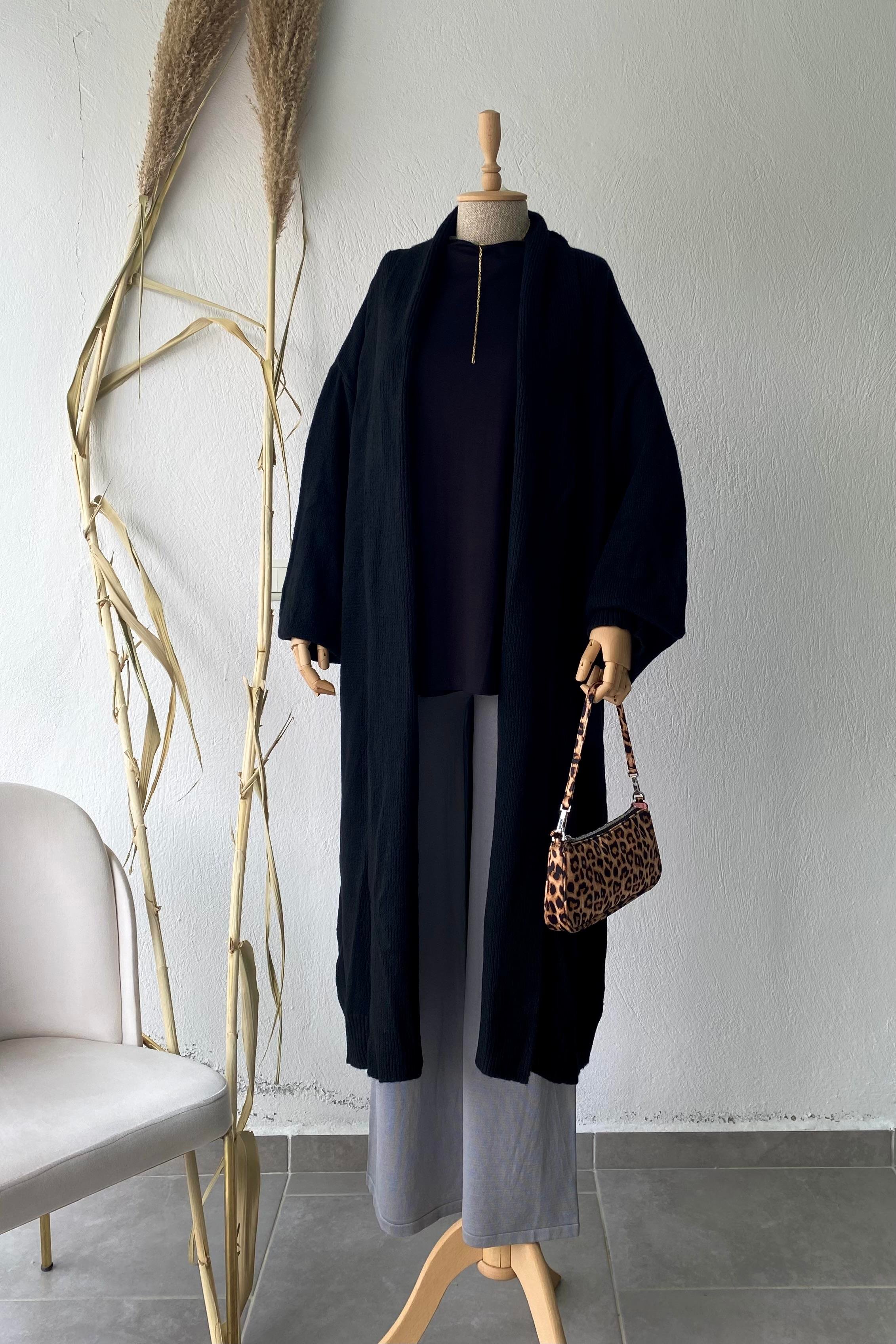 Maxi Şal Hırka Siyah