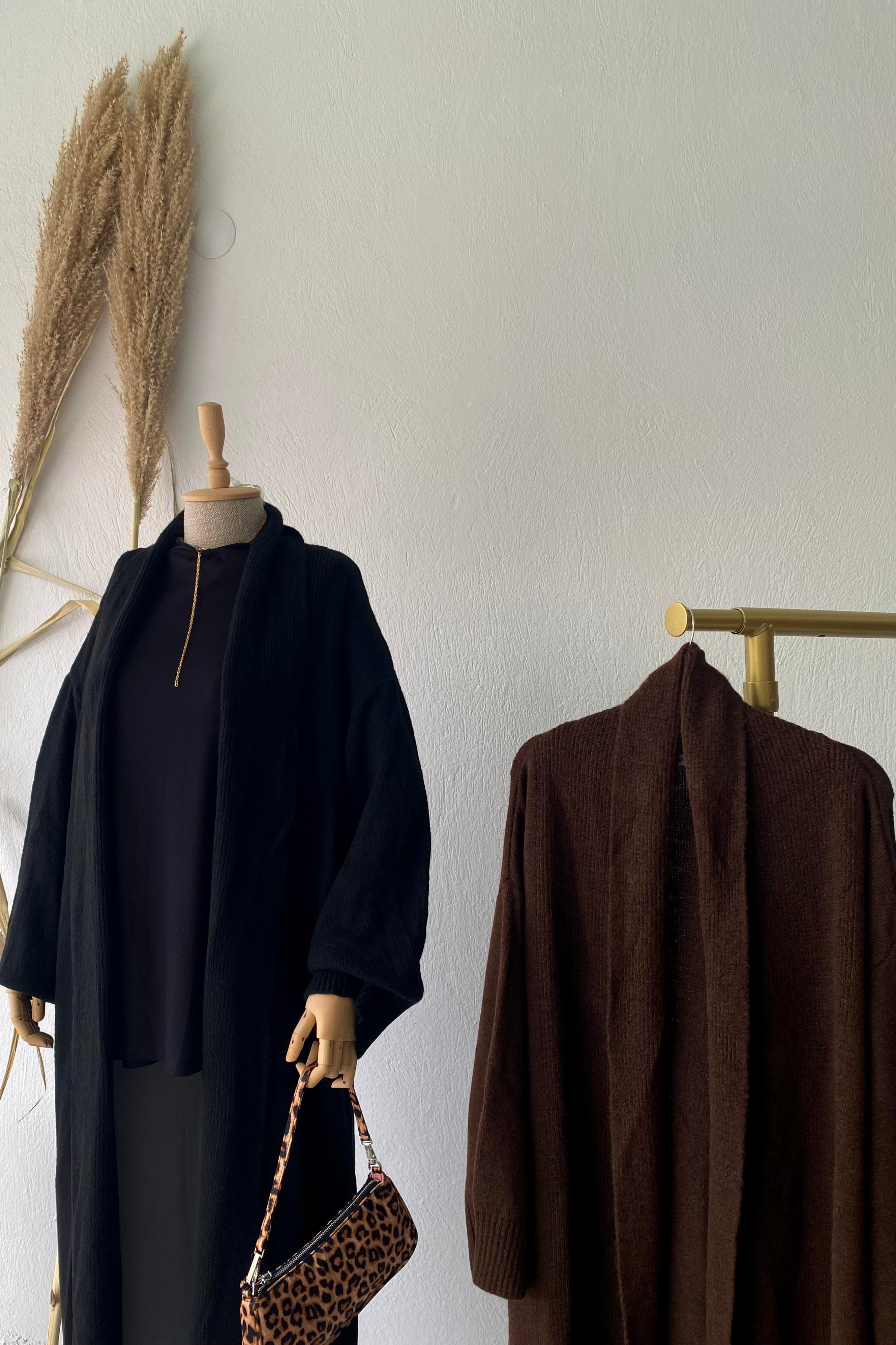 Maxi Şal Hırka Siyah