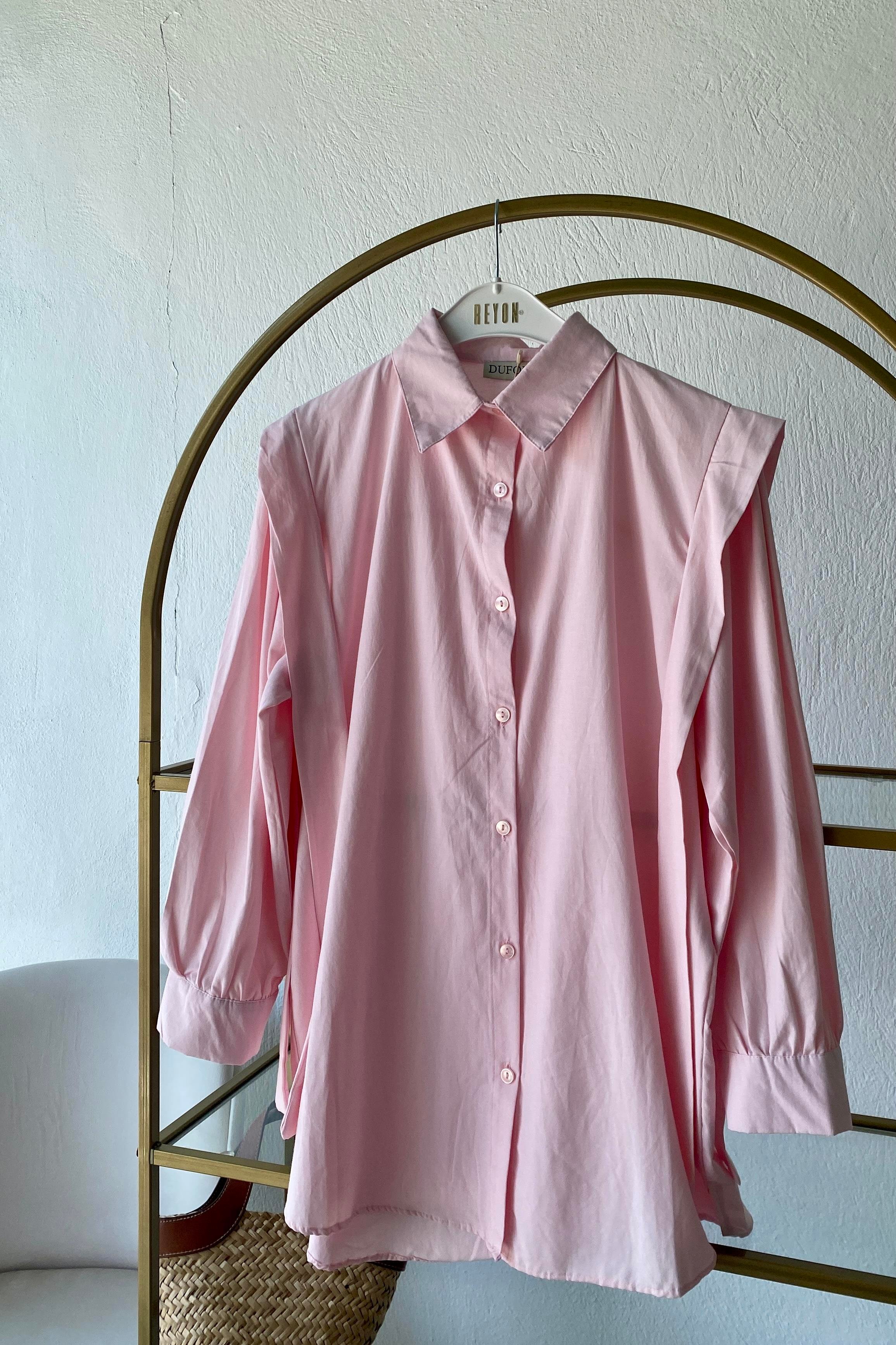 Omuz Pileli Gömlek Açık Pembe