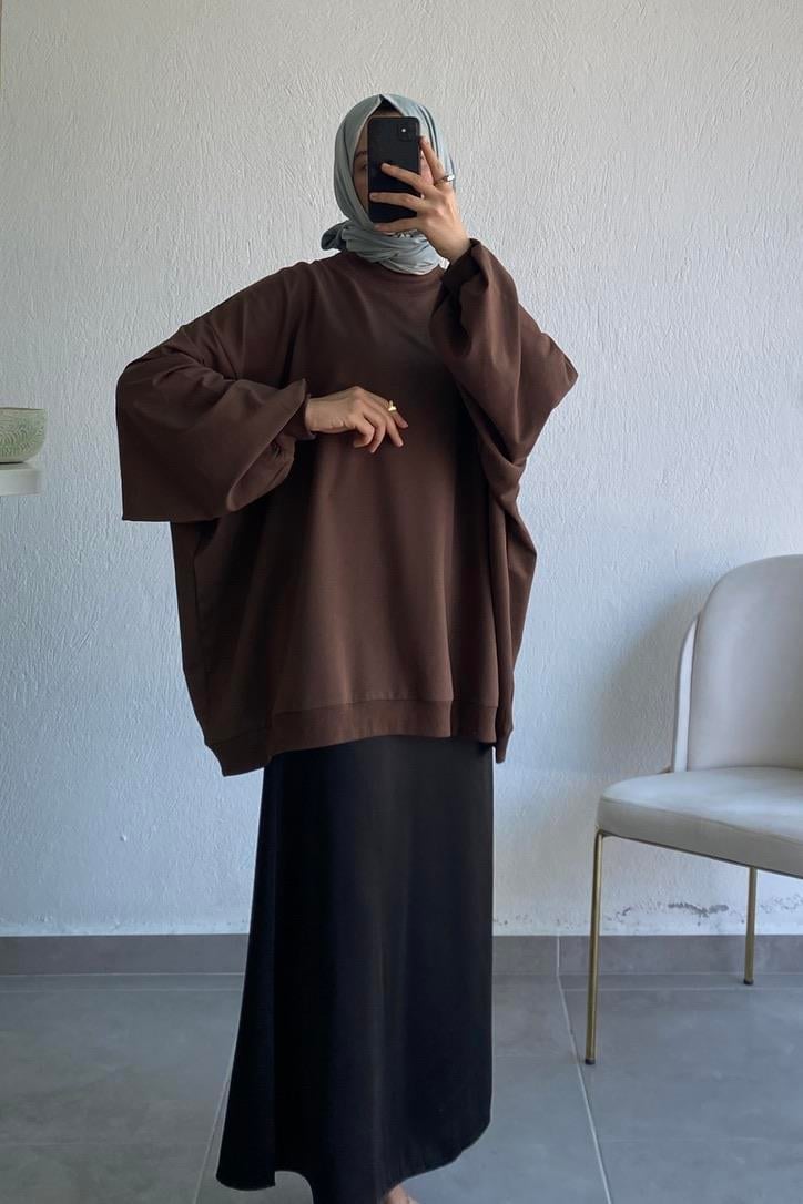 Oversize Sweat Acı Kahve