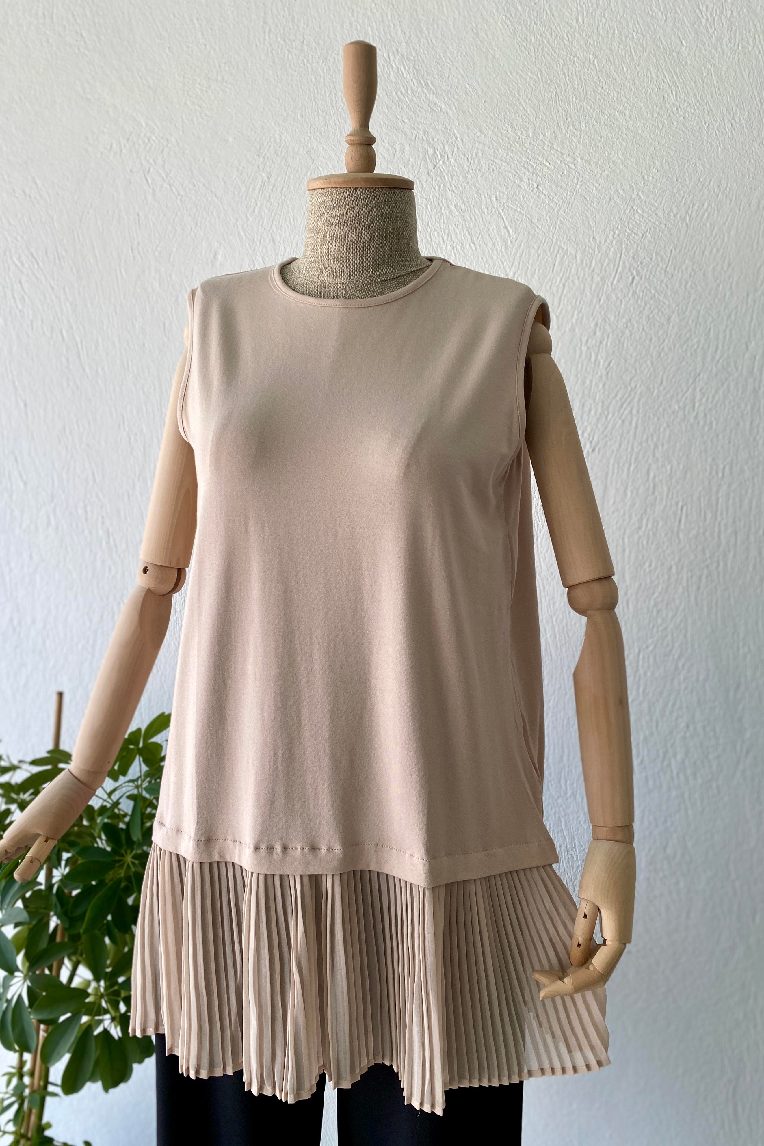 Piliseli Sıfır Kol İçlik Tunik