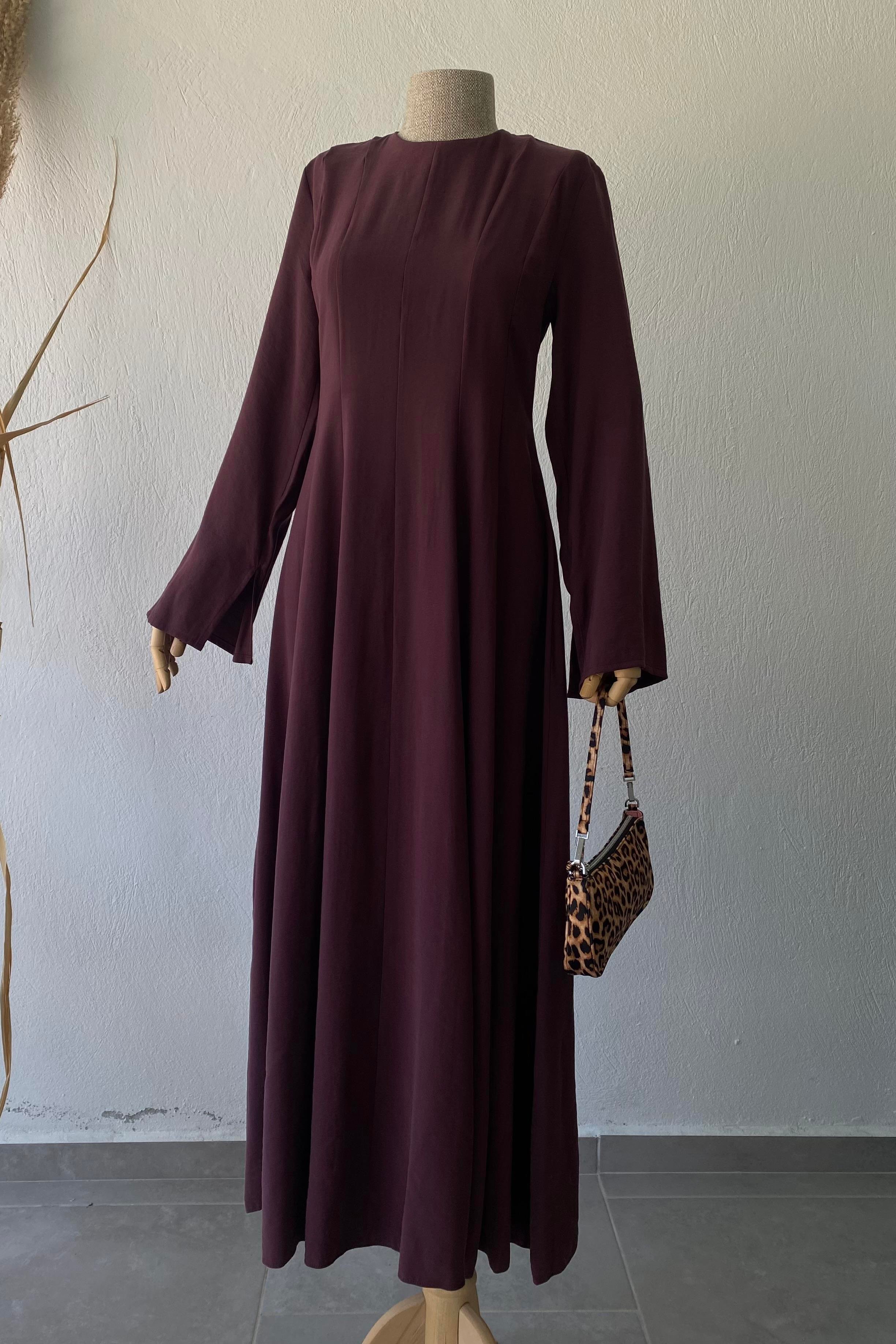 Premium Tensel Elbise Mürdüm