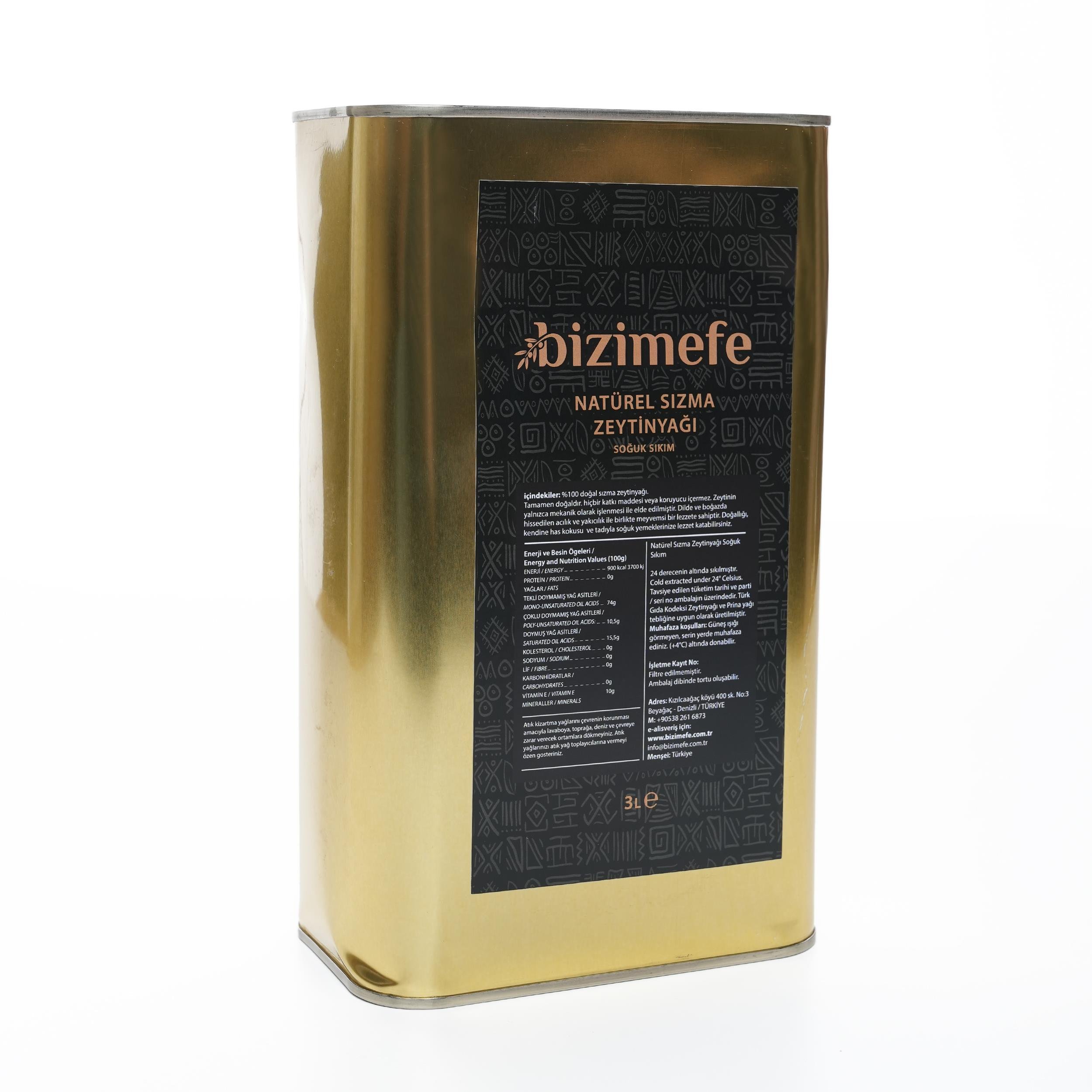 Bizimefe Erken Hasat Soğuk Sıkım Zeuytinyağı 3 lt