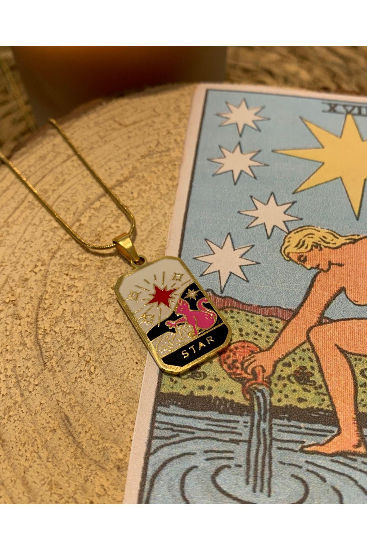 Çelik Gold Star/Yıldız Şans Tarot Kolye