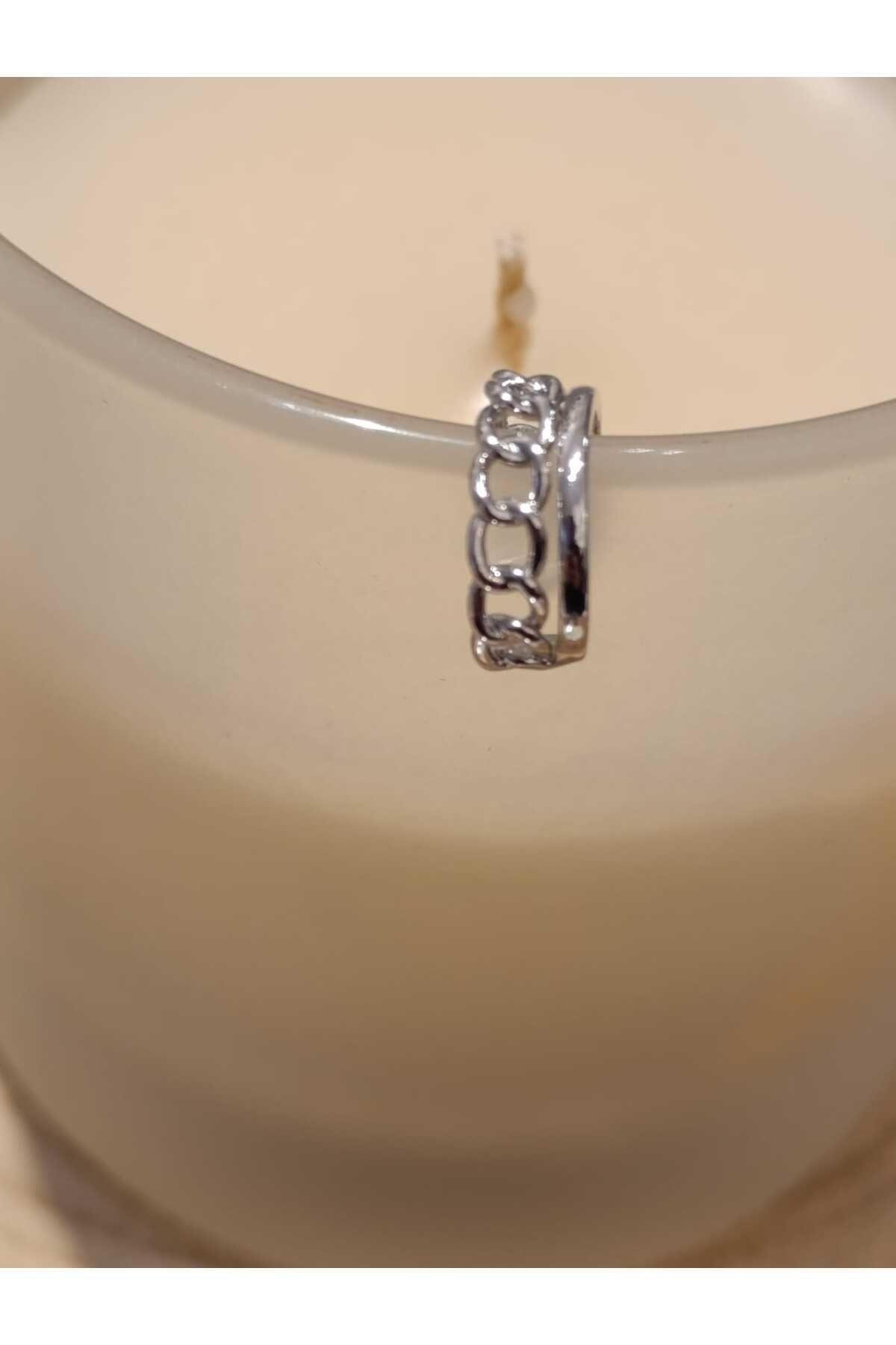 Çelik Gümüş Renk EarCuff (Sıralı kalp)