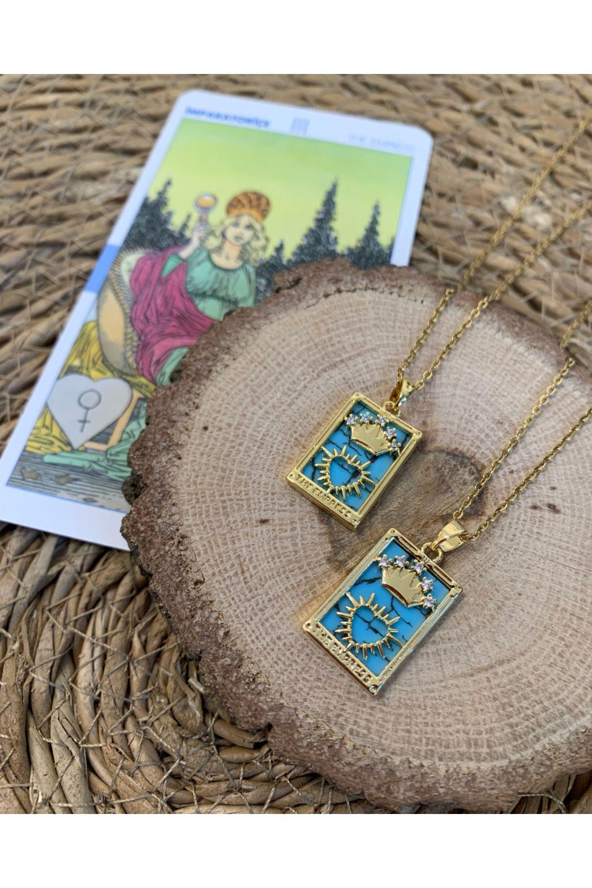 Çelik The Empress Tarot Kart Kolye 1 adet