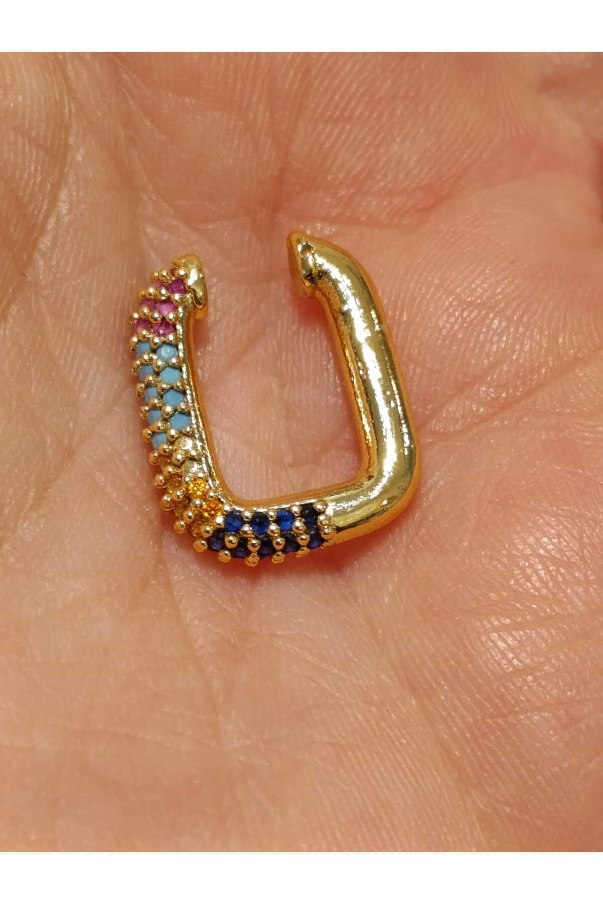 Çelik Zirkon Taşlı Dikdöertgen Earcuff