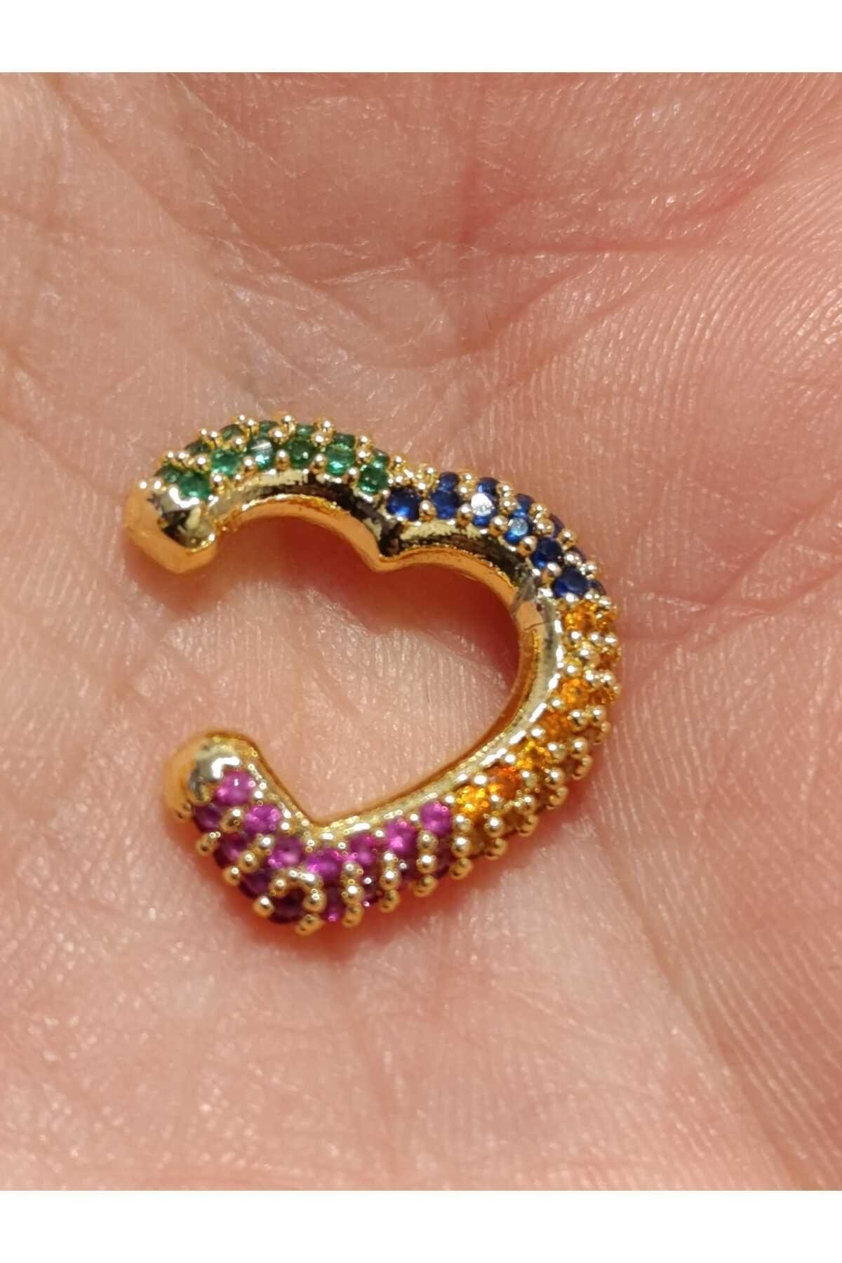 Çelik Zirkon Taşlı Kalp Earcuff