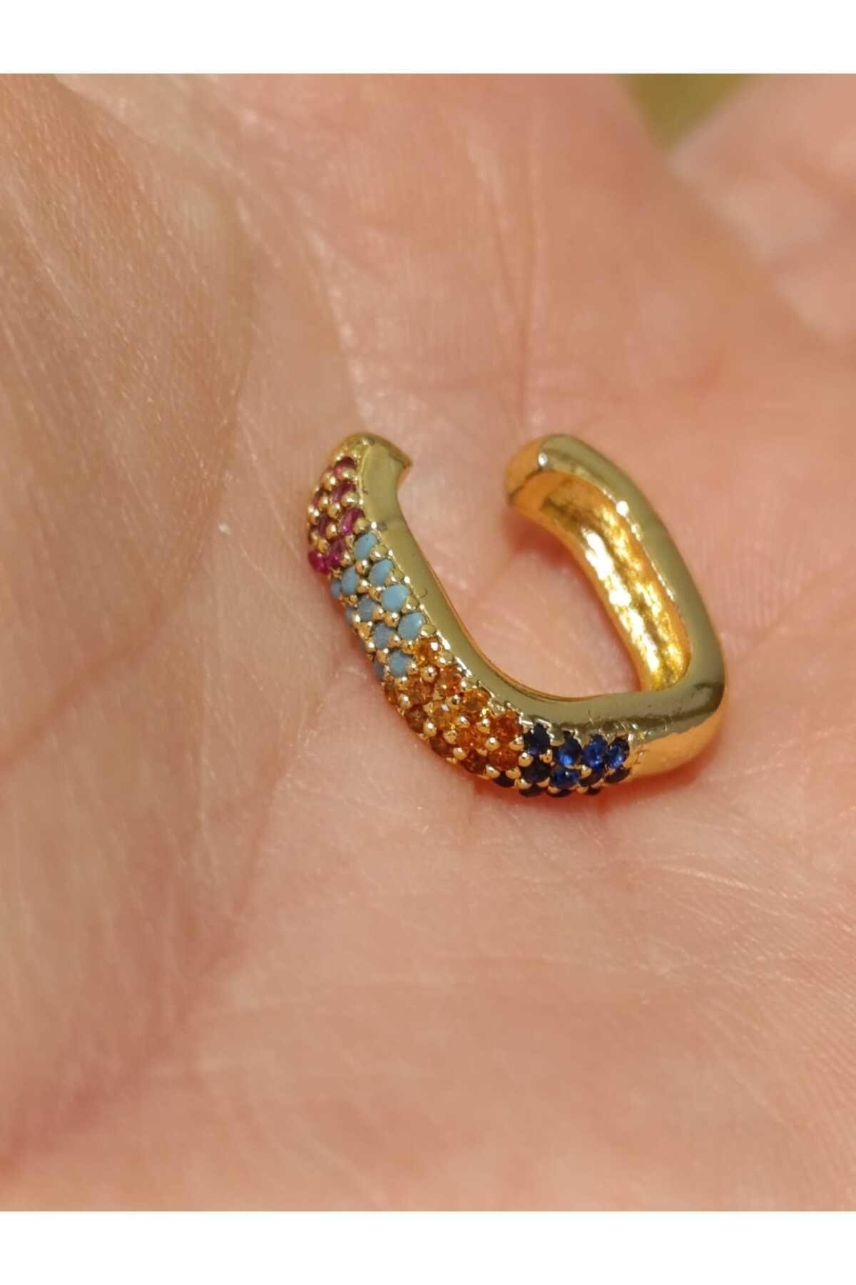Çelik Zirkon Taşlı Kare Earcuff