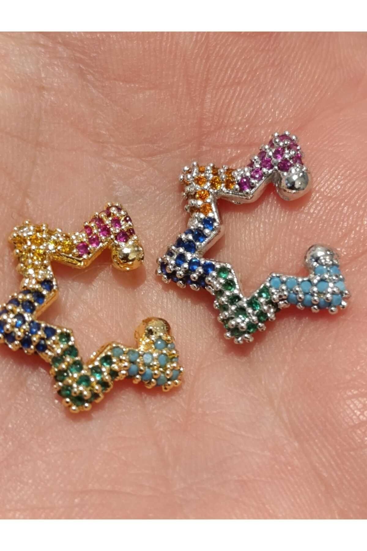 Çelik Zirkon Taşlı Yıldız Earcuff