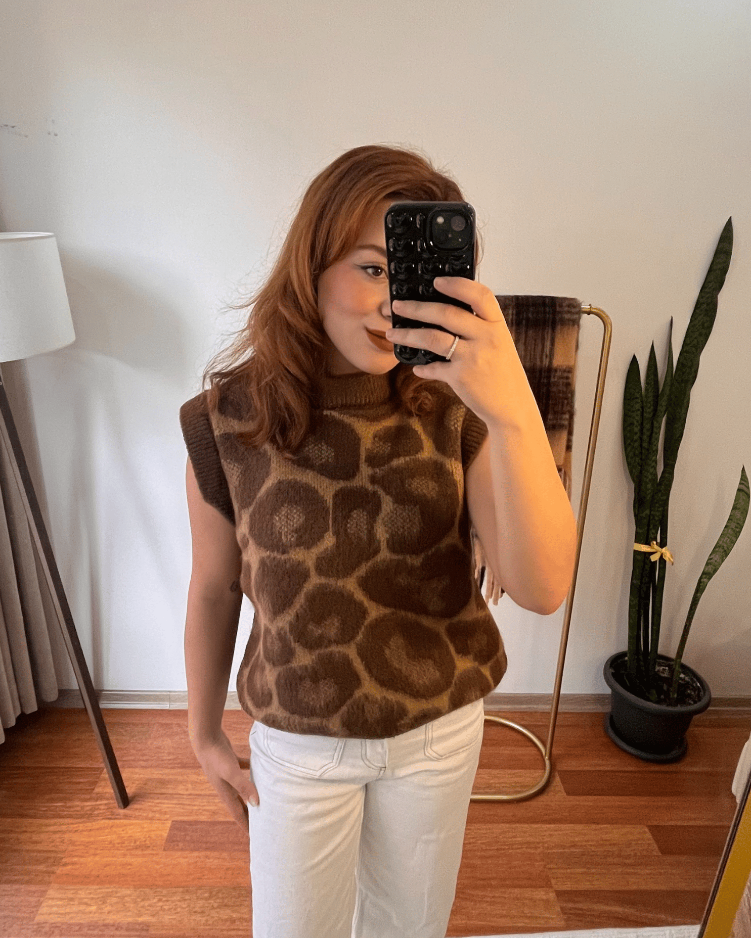 leopar kahve hırka