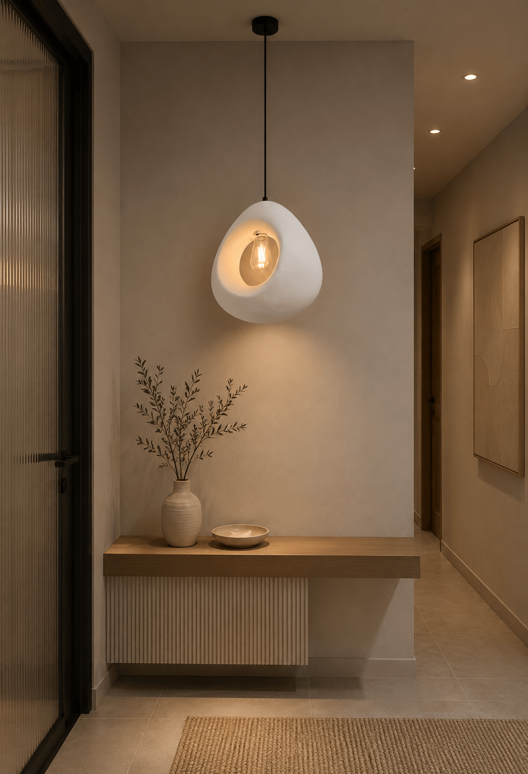 • Loval 30x30 Tekli Sarkıt Avize – Fiberglas Döküm, Beton Görünümlü