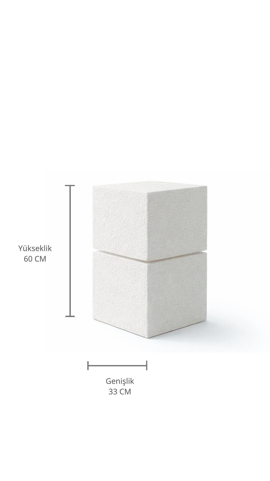 Doğal Dokulu Dekoratif Sehpa 60 cm