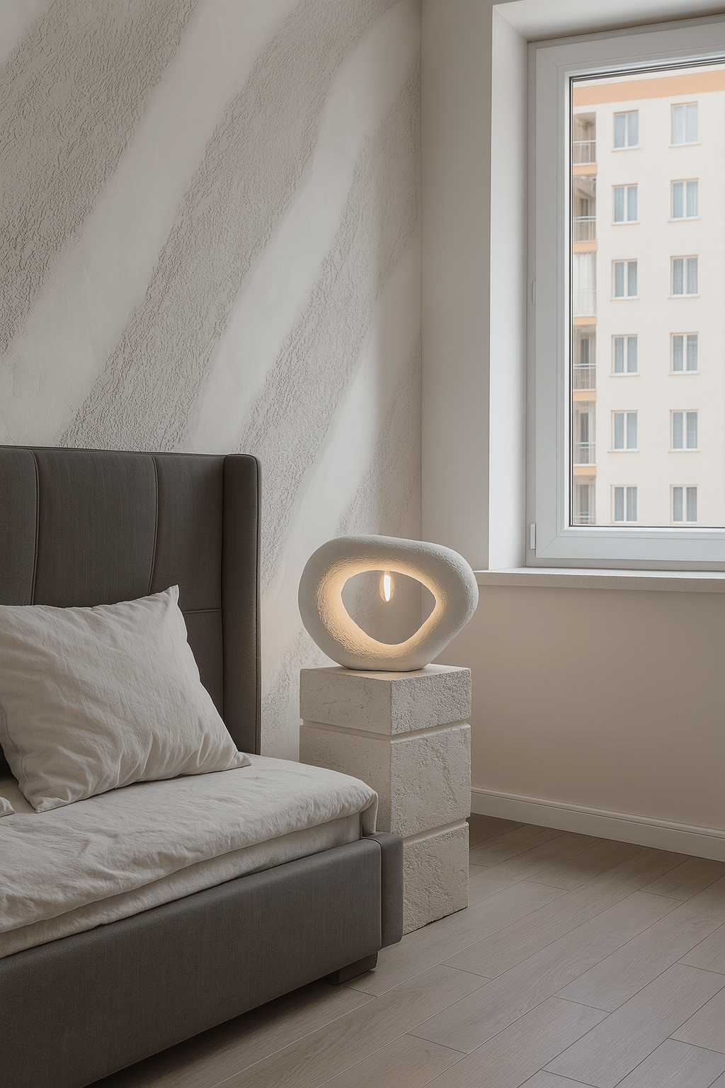 Doğal Dokulu İki Çizgili Dekoratif Sehpa 60 cm