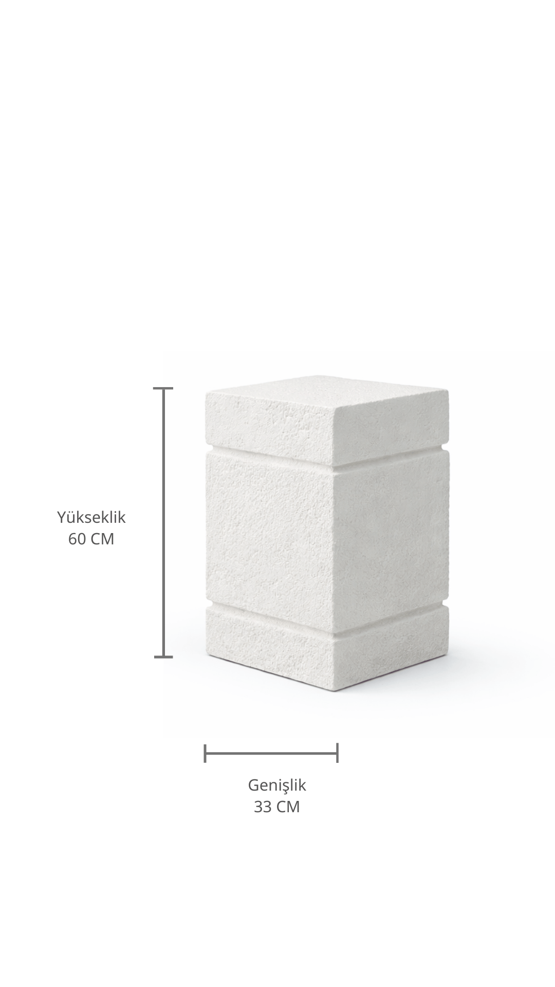 Doğal Dokulu İki Çizgili Dekoratif Sehpa 60 cm