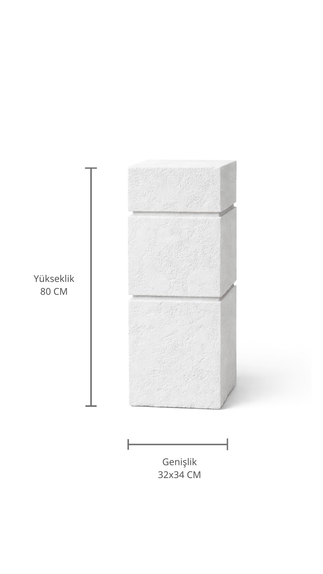 Doğal Dokulu İki Çizgili Dekoratif Sehpa 80 cm