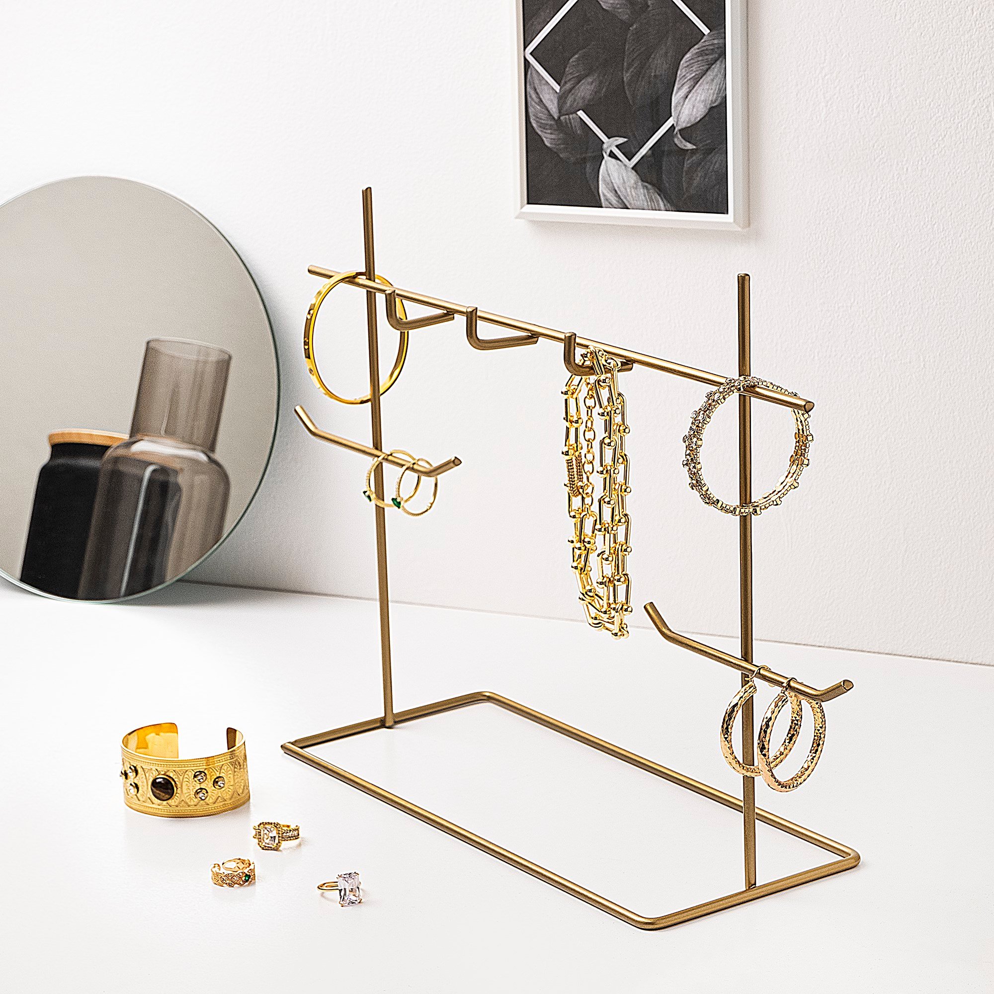 Sunum Tepsisi Mutfak Banyo Düzenleyici Organizer Takı Standı Siyah 29 cm 