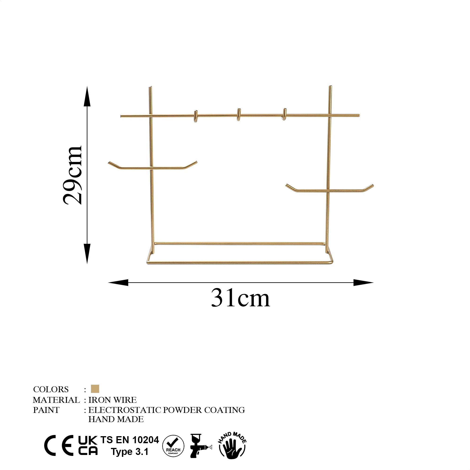 Sunum Tepsisi Mutfak Banyo Düzenleyici Organizer Takı Standı Siyah 29 cm 