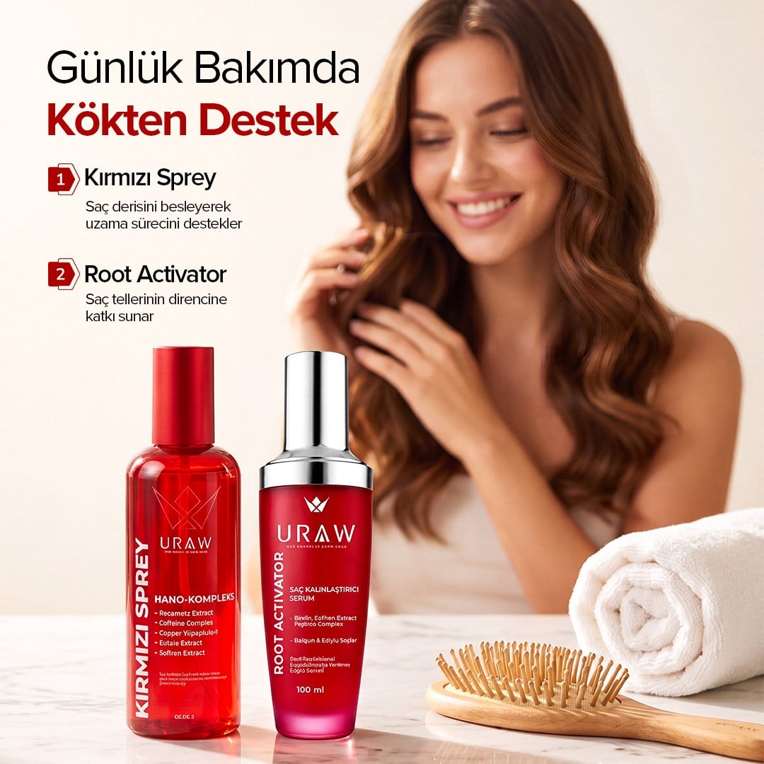 Güçlü ve Uzun Saç Bakım Seti | Kırmızı Sprey + Root Activator