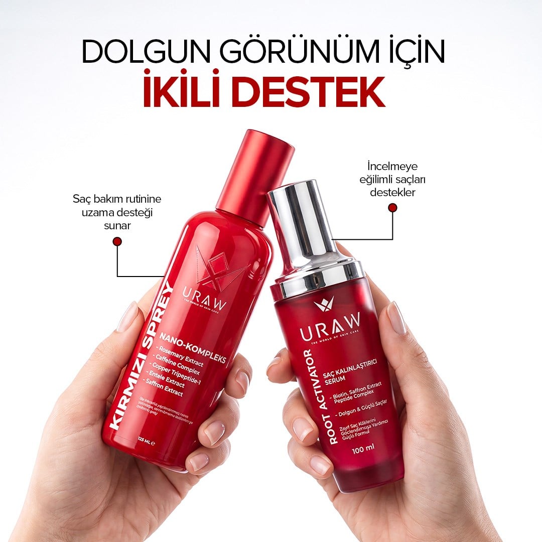 Güçlü ve Uzun Saç Bakım Seti | Kırmızı Sprey + Root Activator
