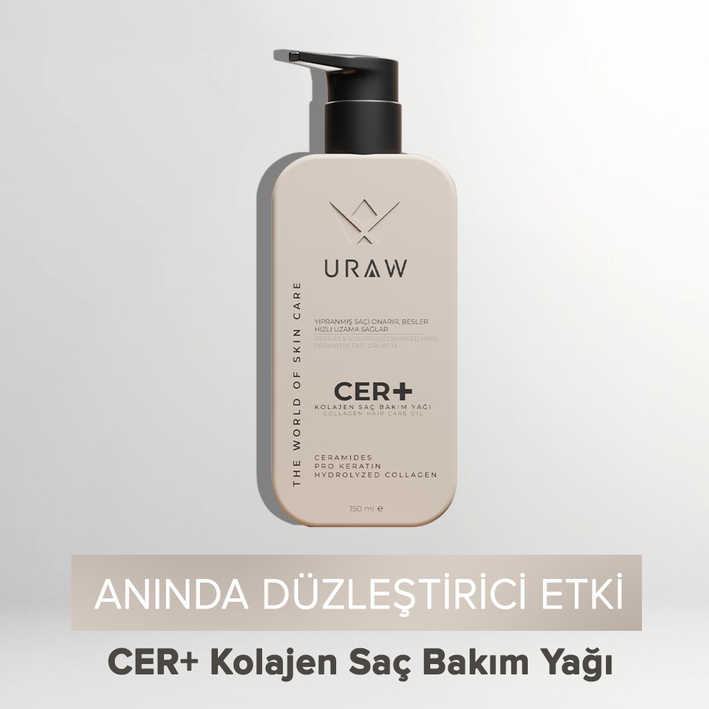 URAW CER+ Kolajen Saç Bakım Yağı – Anında Düzleştirici Etki ve Derinlemesine Onarım