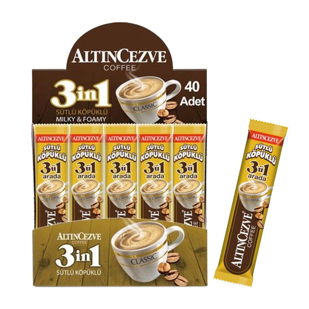 3ü1 Arada | Üçü bir arada Sütlü Köpüklü (Tek İçimlik) -17 Gr x 40 Adet