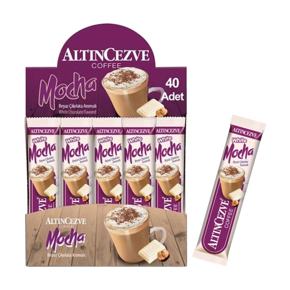 3ü1 Arada | Üçü bir arada White Mocha Beyaz Çikolata Aromalı (Tek İçimlik) 17 Gr x 40 Adet