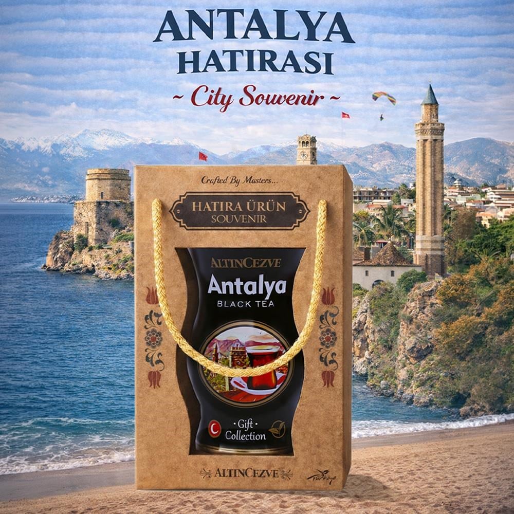 Altıncezve Antalya Hatıra Siyah Çay – Teneke Ambalajlı Hediye Kraft Kutu