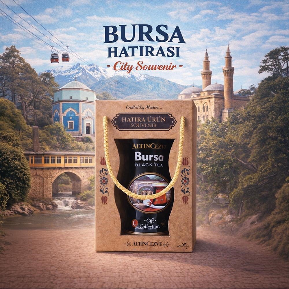Altıncezve Bursa Hatıra Siyah Çay – Teneke Ambalajlı Hediye Kraft Kutu