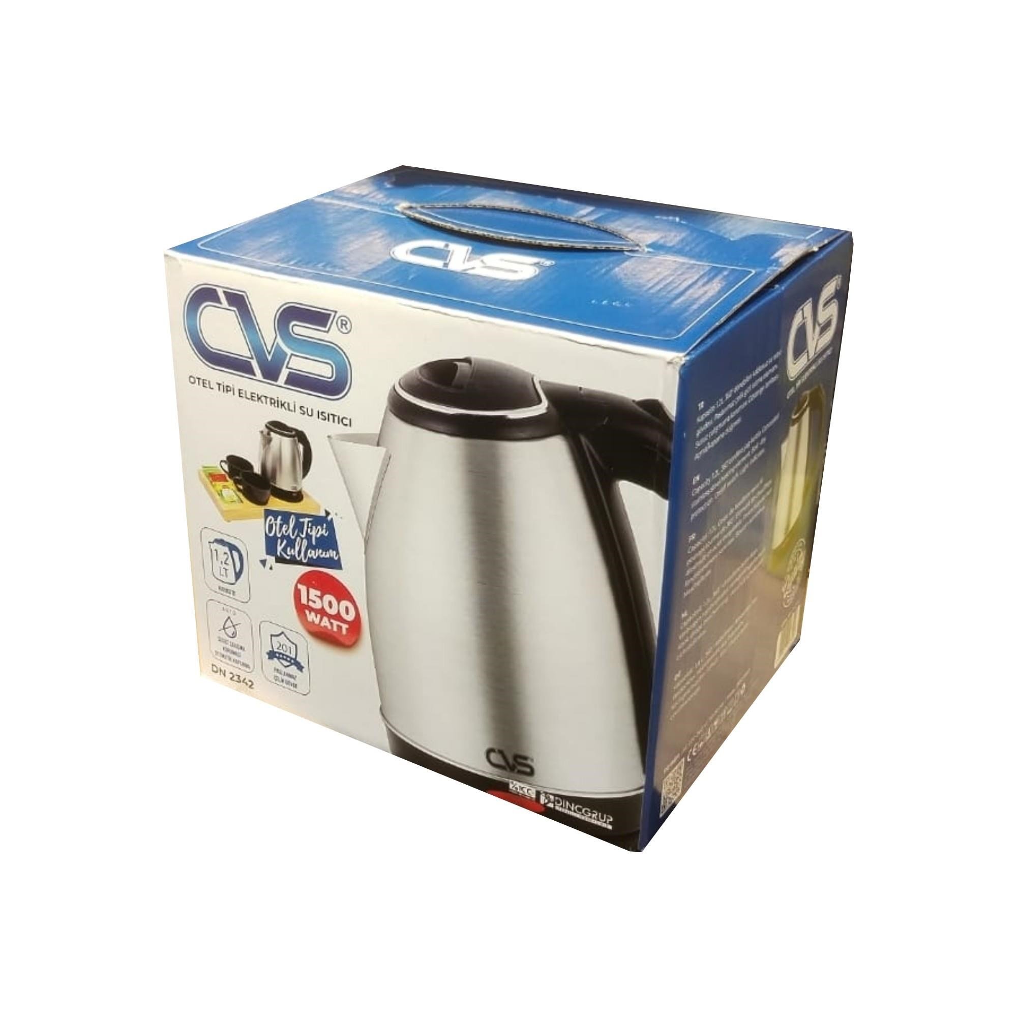 CVS Otel Tipi Elektrikli Su Isıtıcı Kettle  1.2 lt