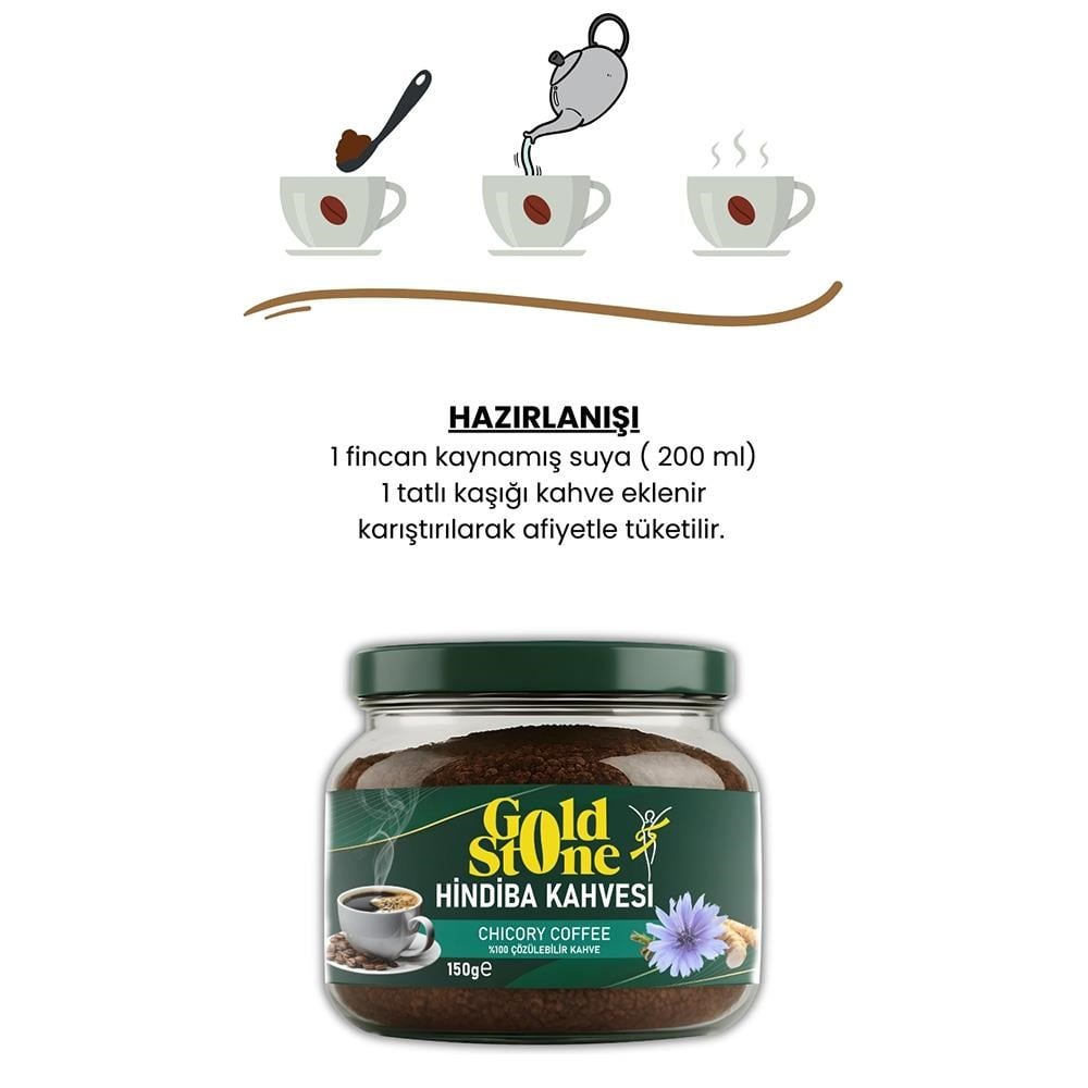 Gold Stone Hindiba Kahvesi 1 Aylık (60 Kullanım) Net 150gr