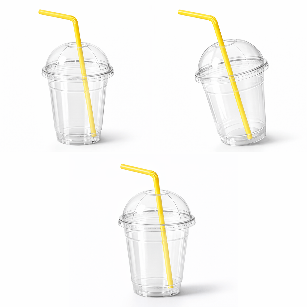 Slush  Buzlaş Milkshake Bardak  Pipet  Kapak 100′ lü Set