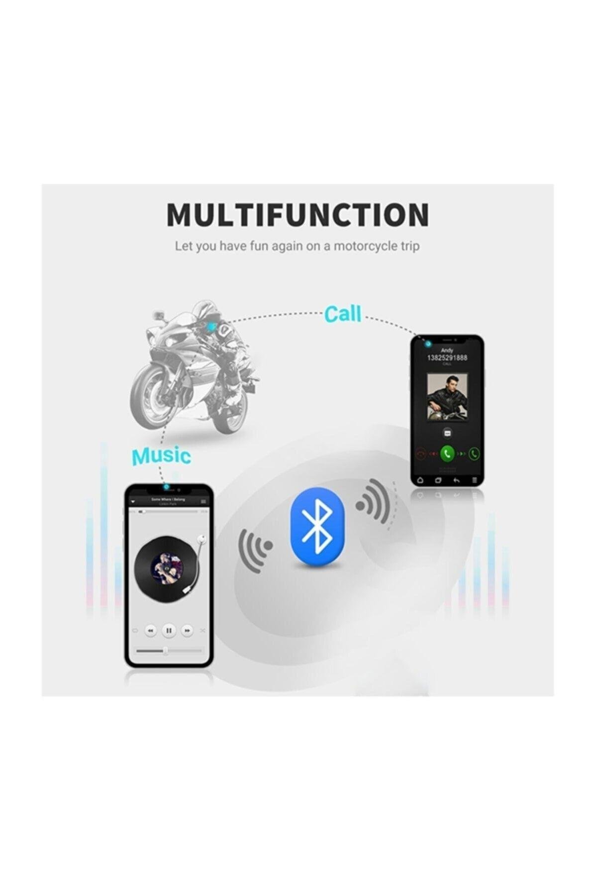 Bt22 Motosiklet Bluetooth V5 Intercom Interkom Dinleme Ve Konuşma Özellikli Su Geçirmez Siyah
