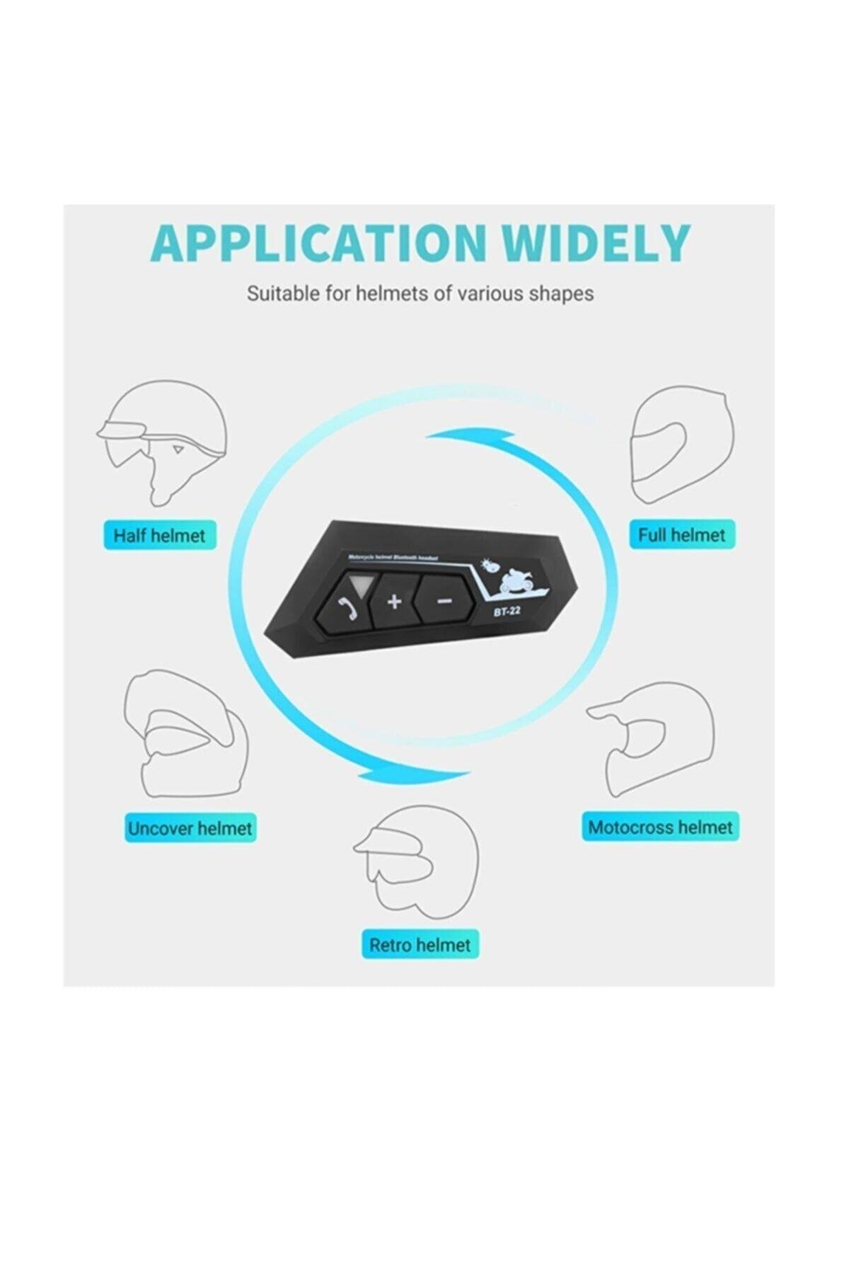 Bt22 Motosiklet Bluetooth V5 Intercom Interkom Dinleme Ve Konuşma Özellikli Su Geçirmez Siyah