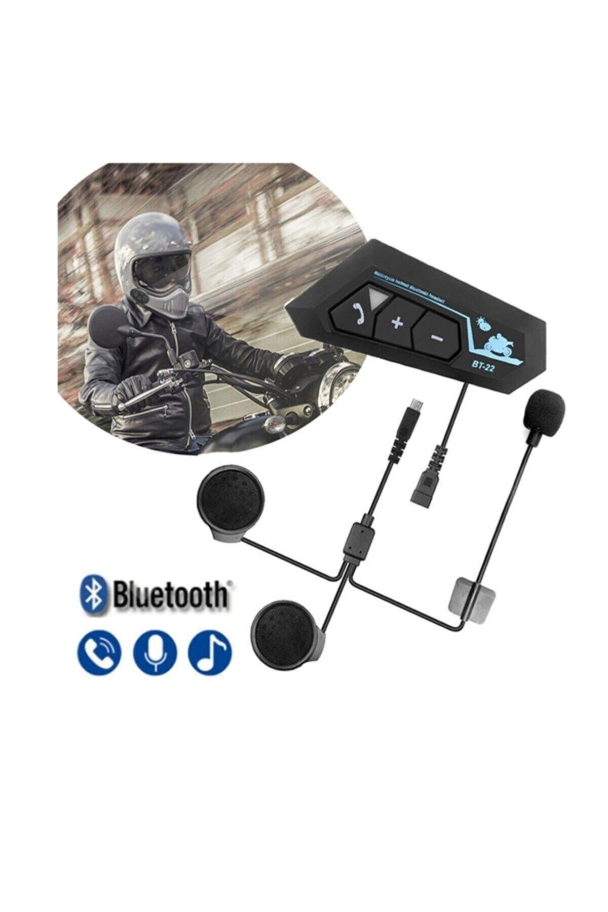 Bt22 Motosiklet Bluetooth V5 Intercom Interkom Dinleme Ve Konuşma Özellikli Su Geçirmez Siyah