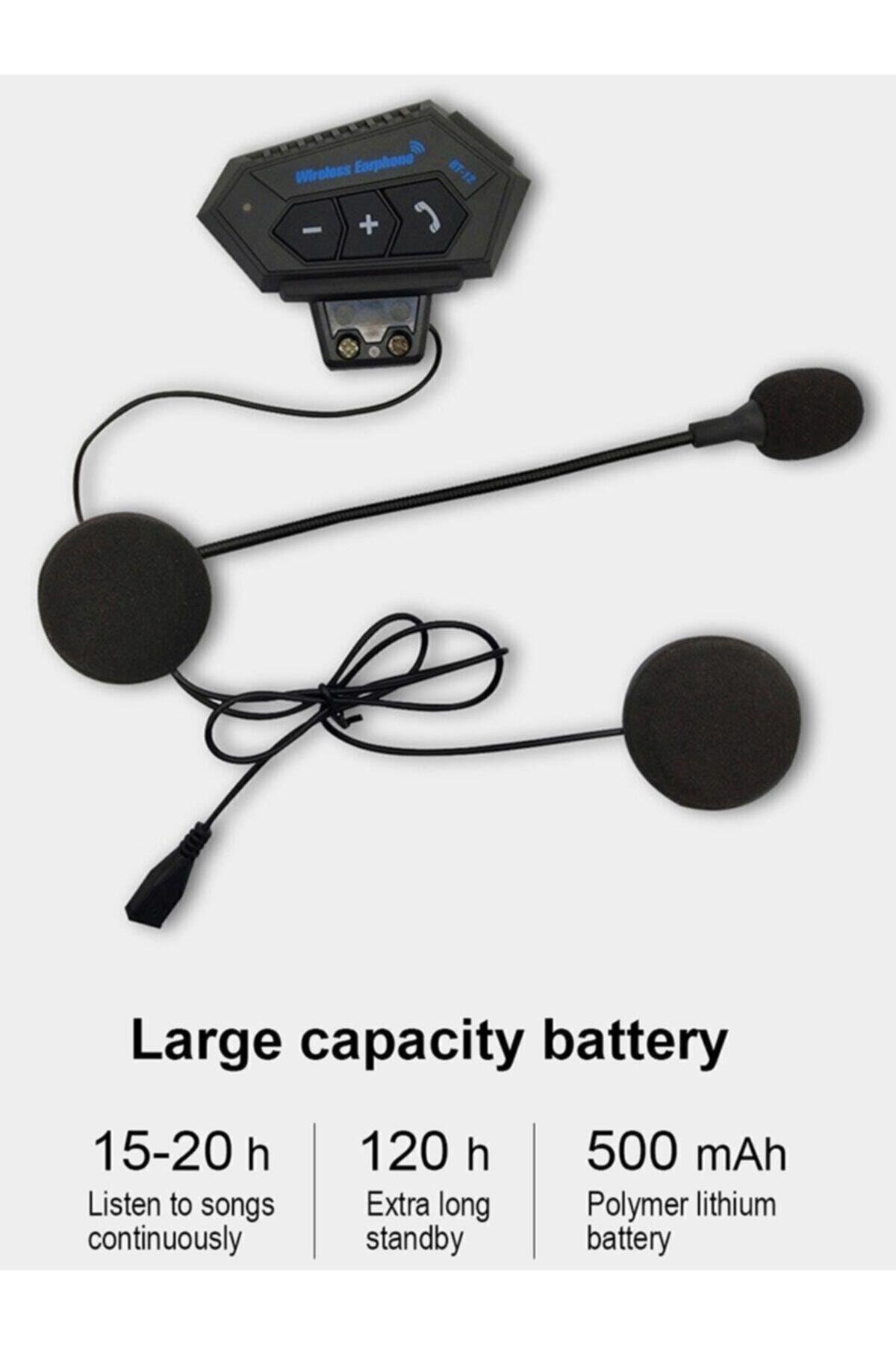 Earphone Bt12 Bluetooth Motosiklet Kask Kulaklığı Motorcu Kulaklığı