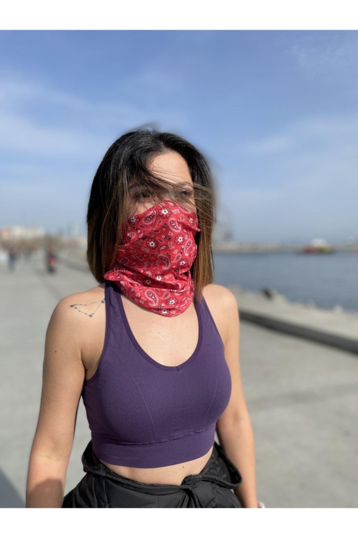 Etnik Model Nar Çiçeği Baf Buff Bandana Boyunluk