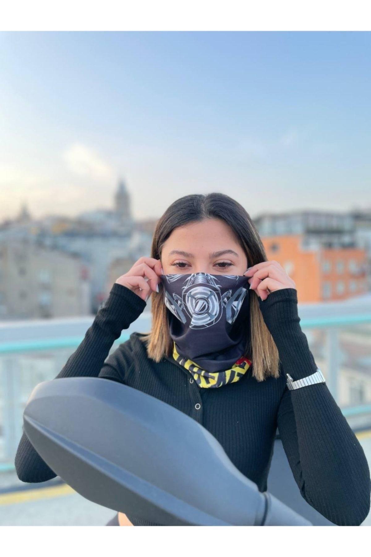Gaz Maskesi Desenli Dikişsiz Dijital Baskı Baf Buff Bandana Boyunluk