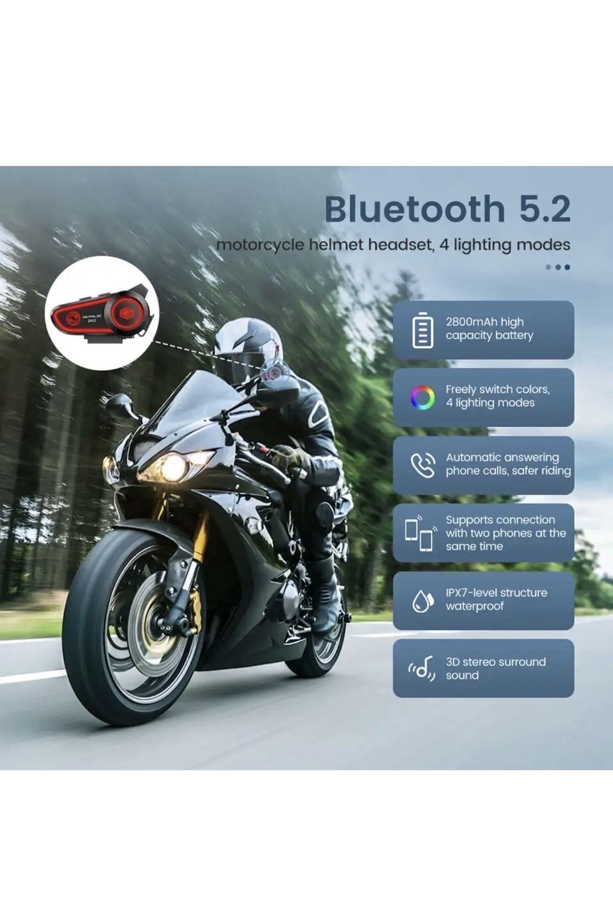 Kask Kulaklık Rgb Işıklı Motosiklet Bluetooth Kulaklık Mah Batarya Led Işık