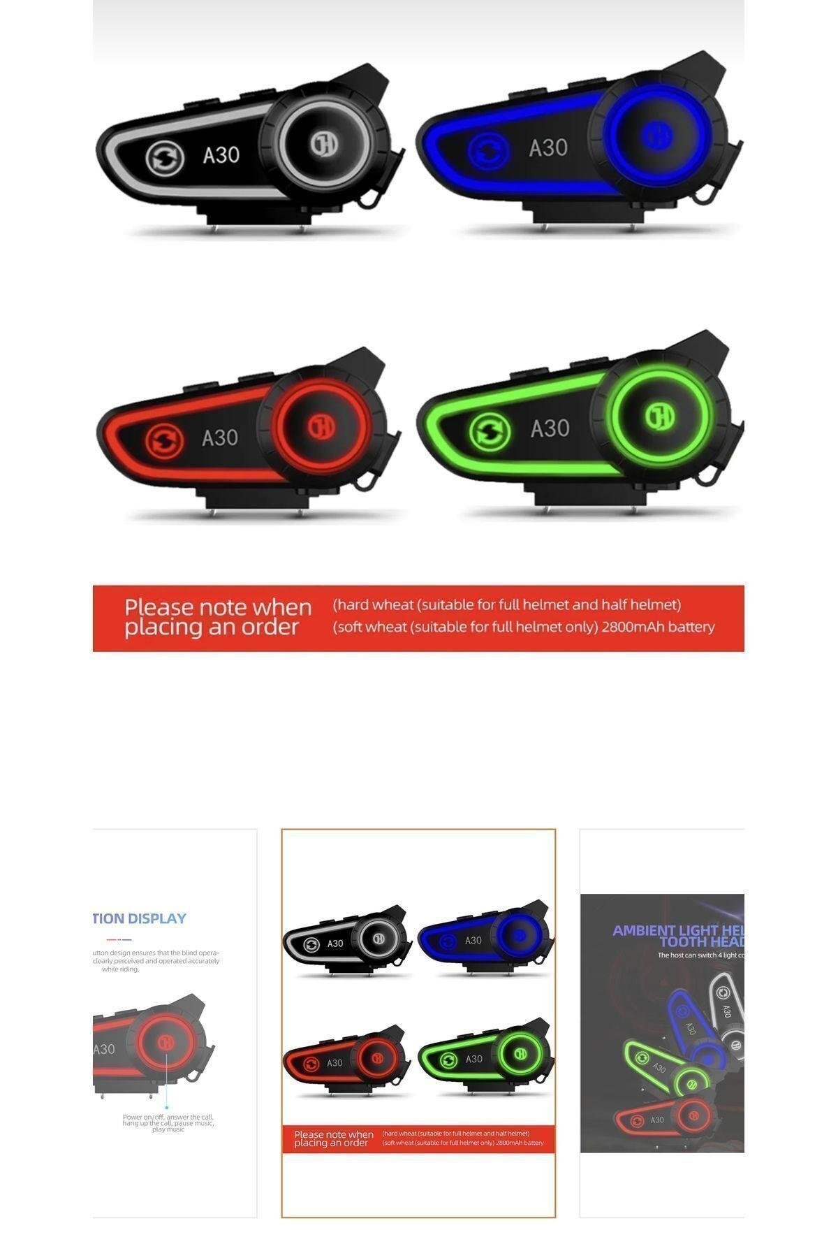 Kask Kulaklık Rgb Işıklı Motosiklet Bluetooth Kulaklık Mah Batarya Led Işık