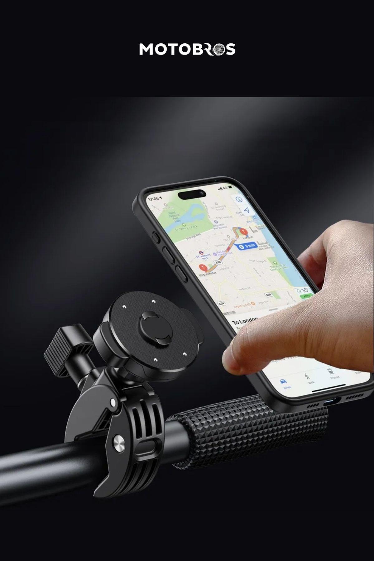 Motosiklet Bisiklet Scooter Telefon Tutucu Vantuzlu Titreşim Önleyici (Gidon ve Ayna)