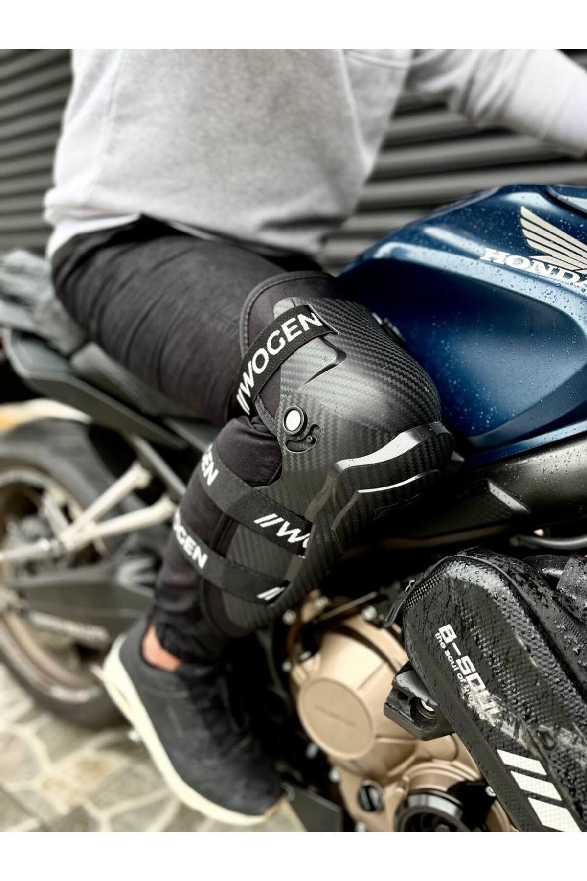 MOTOSİKLET DİZLİĞİ CARBON DESENLİ MOTORCU DİZLİK (MAFSALLI)